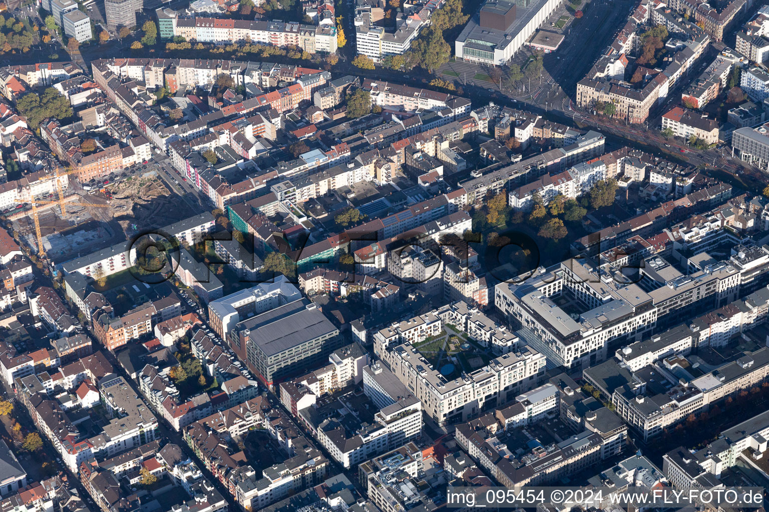 Aerial view of City of squares in the horseshoe of the Ring in the district Innenstadt in Mannheim in the state Baden-Wuerttemberg, Germany