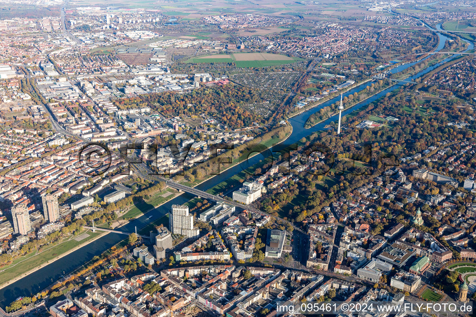 Neckar bridges in the district Oststadt in Mannheim in the state Baden-Wuerttemberg, Germany