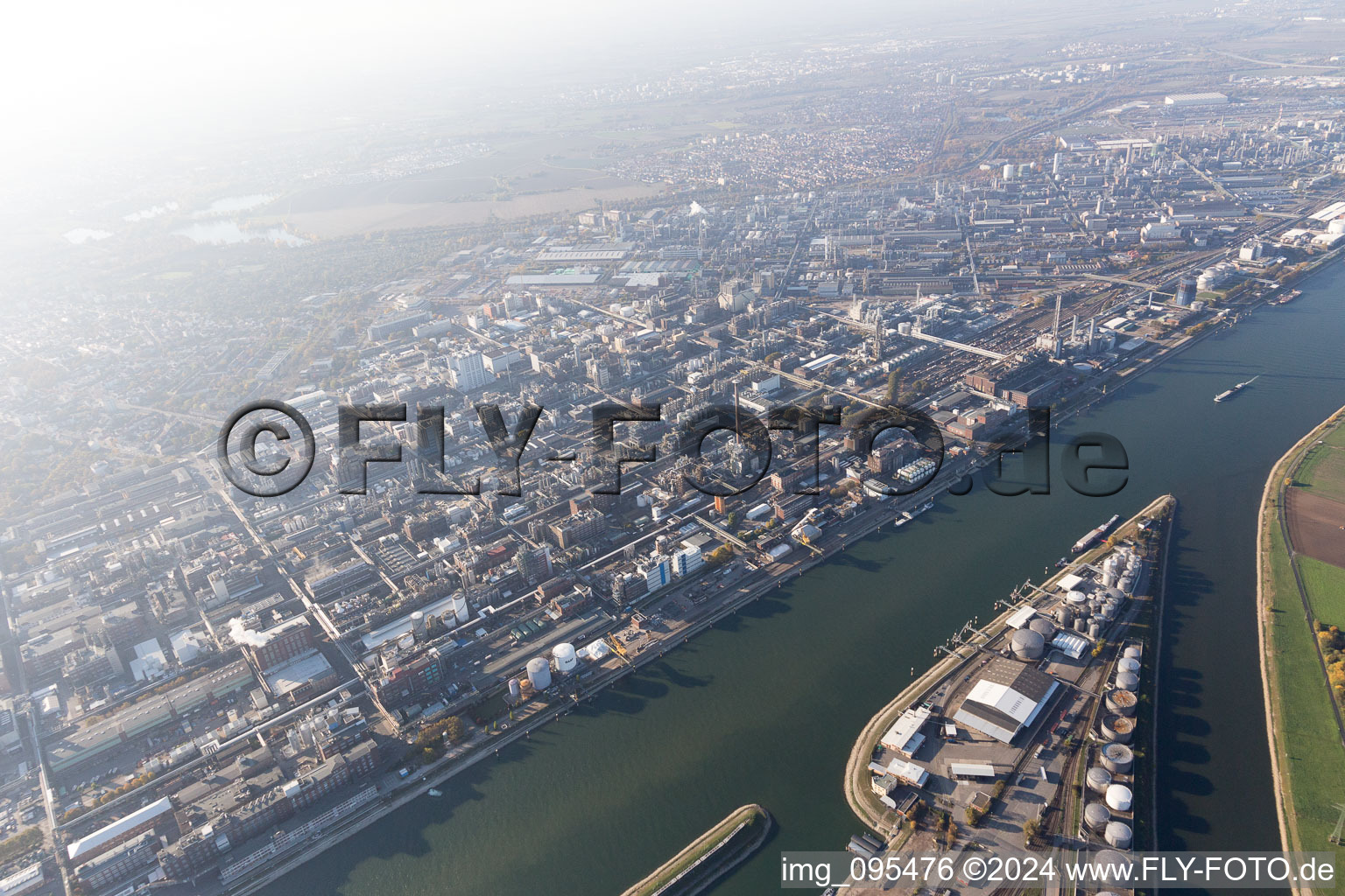 District BASF in Ludwigshafen am Rhein in the state Rhineland-Palatinate, Germany viewn from the air