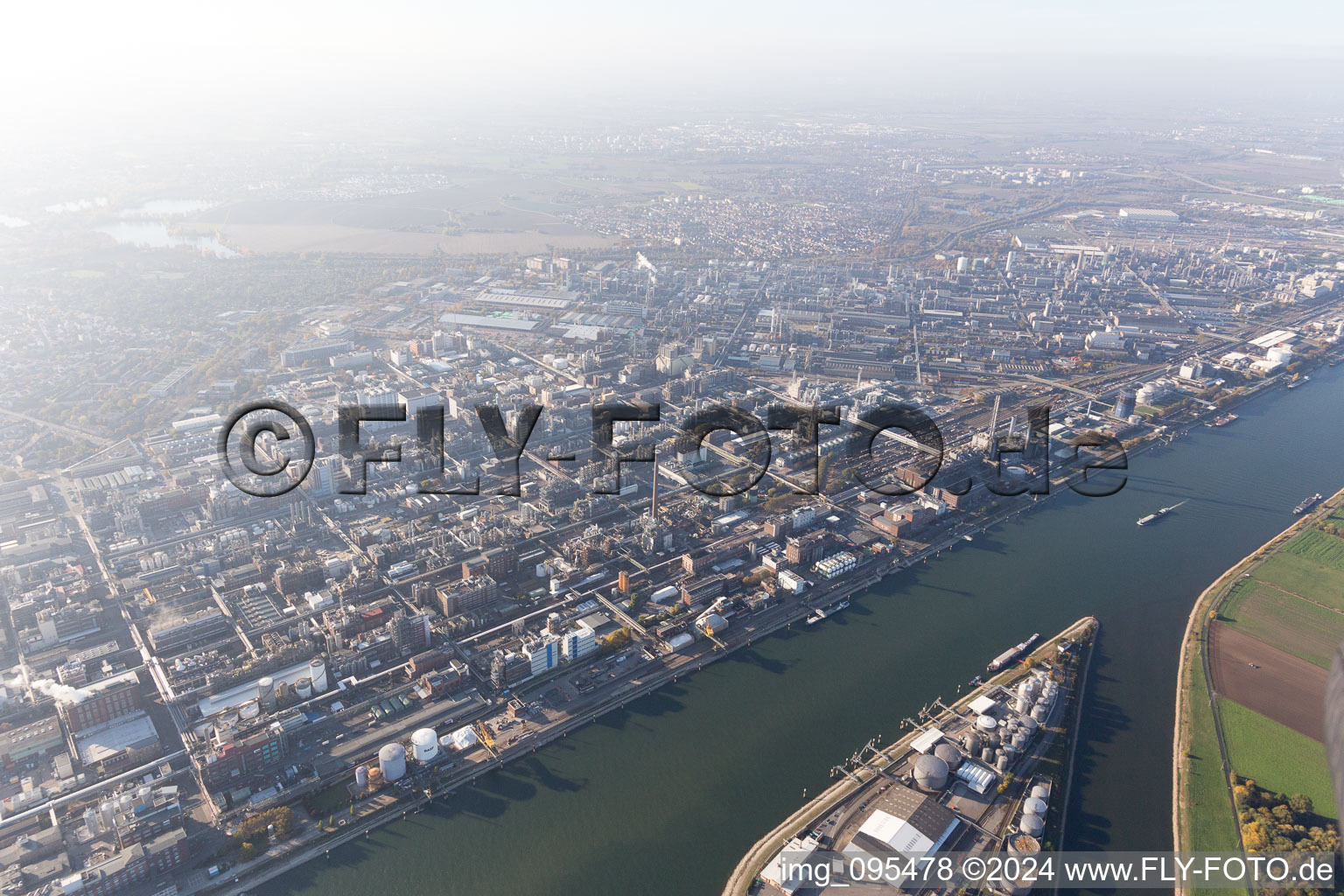 Drone image of District BASF in Ludwigshafen am Rhein in the state Rhineland-Palatinate, Germany