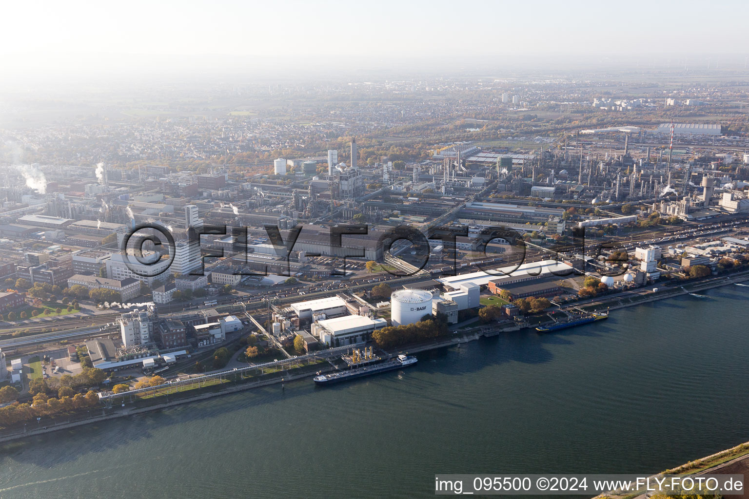 Aerial view of District BASF in Ludwigshafen am Rhein in the state Rhineland-Palatinate, Germany