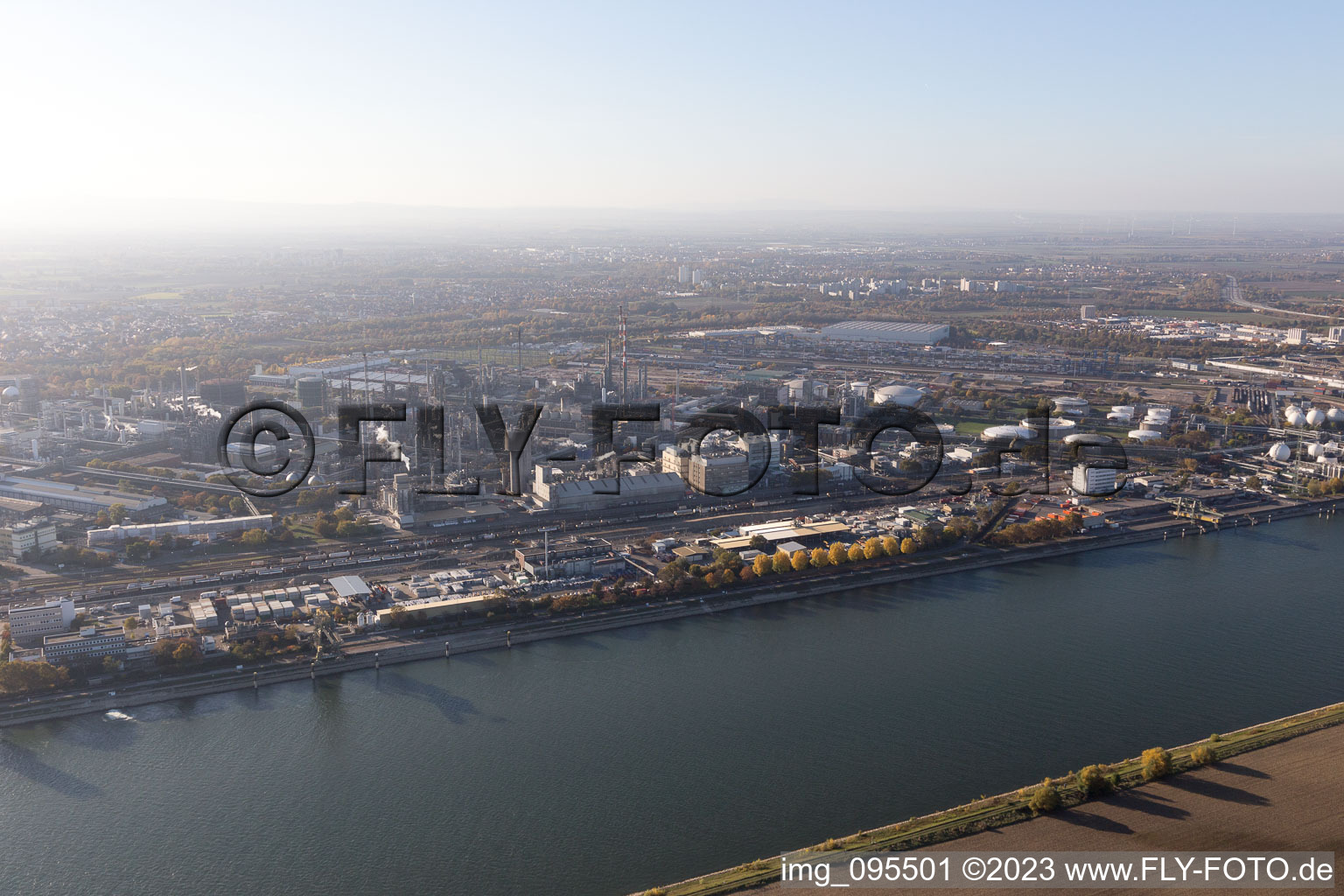 Aerial photograpy of District BASF in Ludwigshafen am Rhein in the state Rhineland-Palatinate, Germany