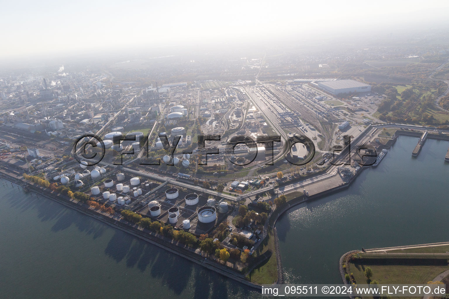 District BASF in Ludwigshafen am Rhein in the state Rhineland-Palatinate, Germany out of the air