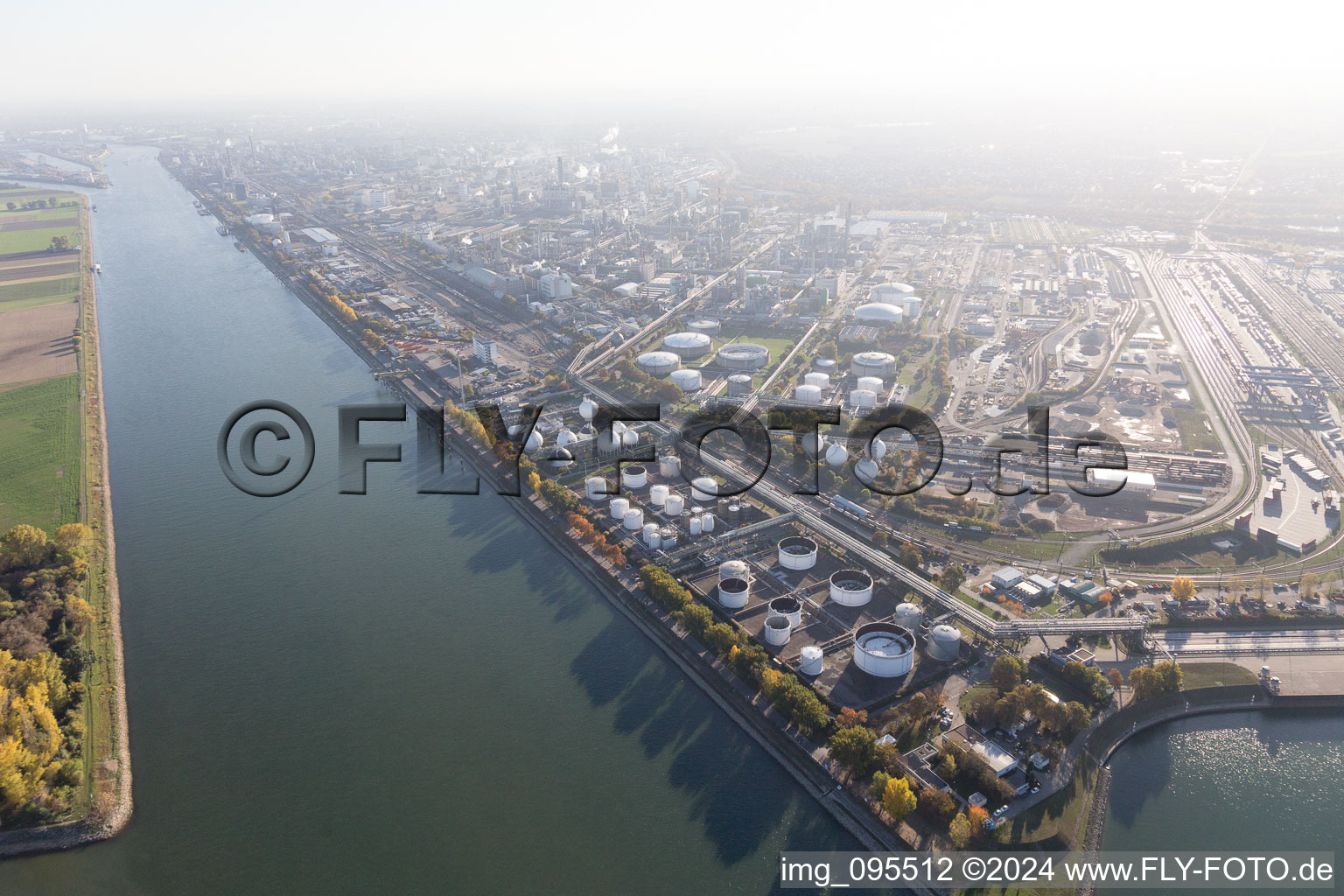 District BASF in Ludwigshafen am Rhein in the state Rhineland-Palatinate, Germany seen from above