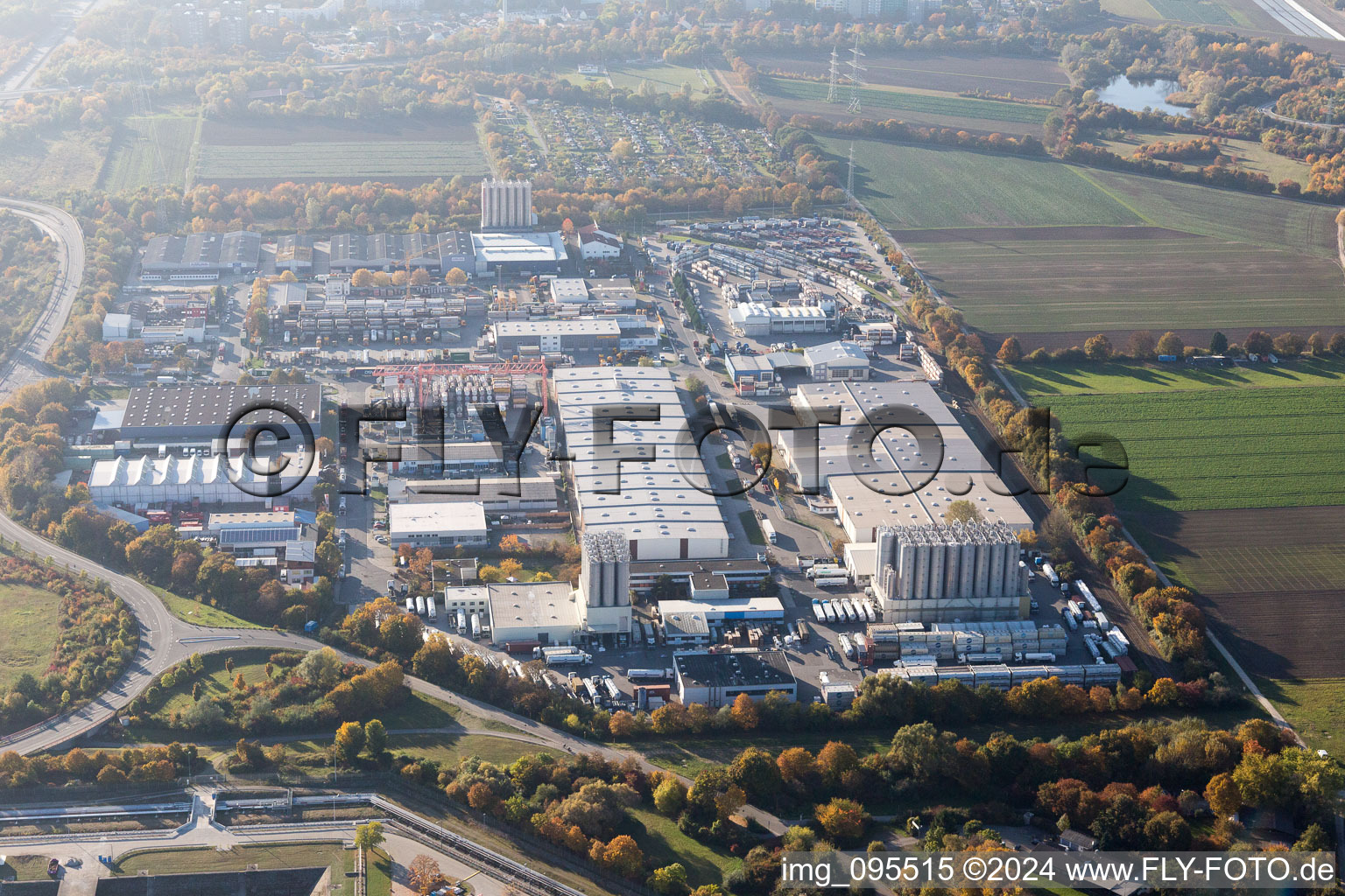 Aerial view of BASF in the district Pfingstweide in Ludwigshafen am Rhein in the state Rhineland-Palatinate, Germany