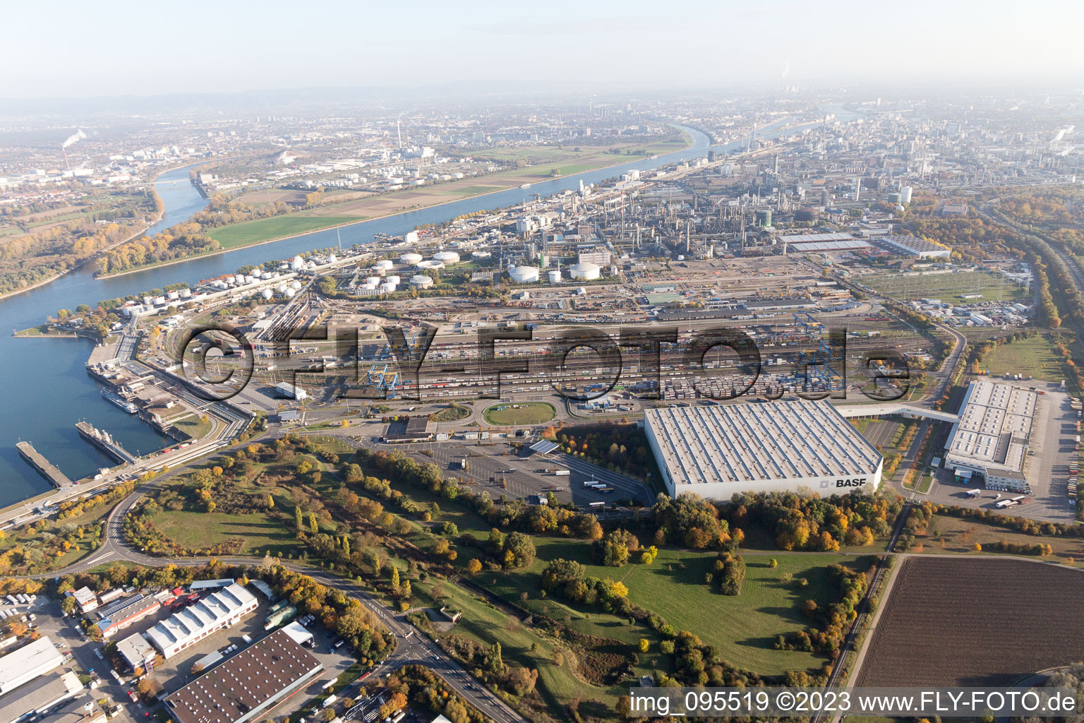 Aerial photograpy of North in the district BASF in Ludwigshafen am Rhein in the state Rhineland-Palatinate, Germany