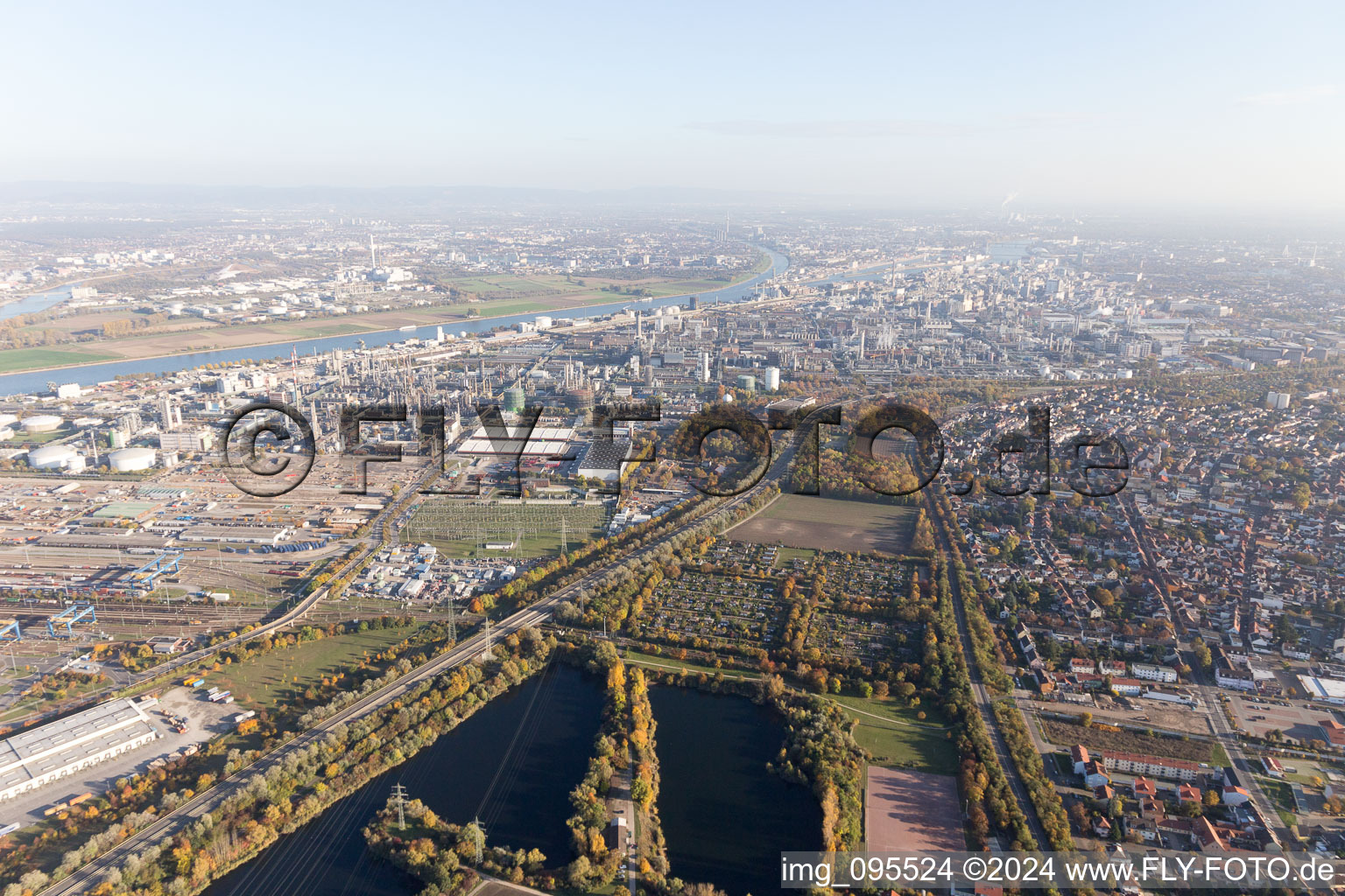 District BASF in Ludwigshafen am Rhein in the state Rhineland-Palatinate, Germany viewn from the air