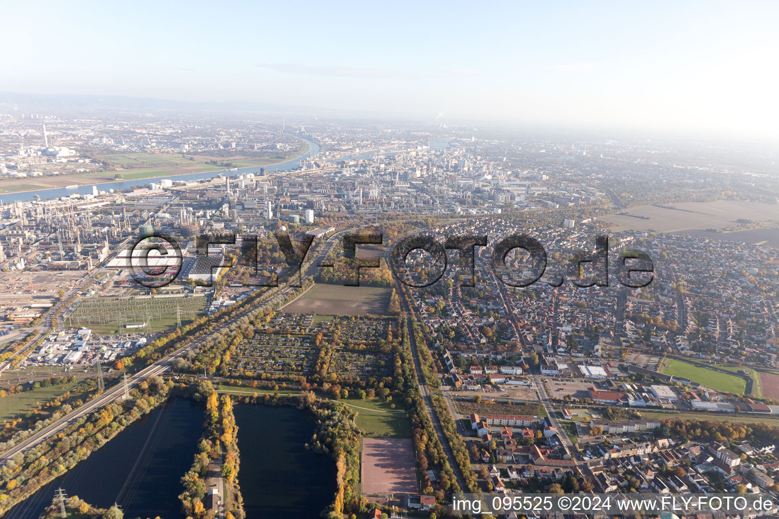 Drone recording of District BASF in Ludwigshafen am Rhein in the state Rhineland-Palatinate, Germany