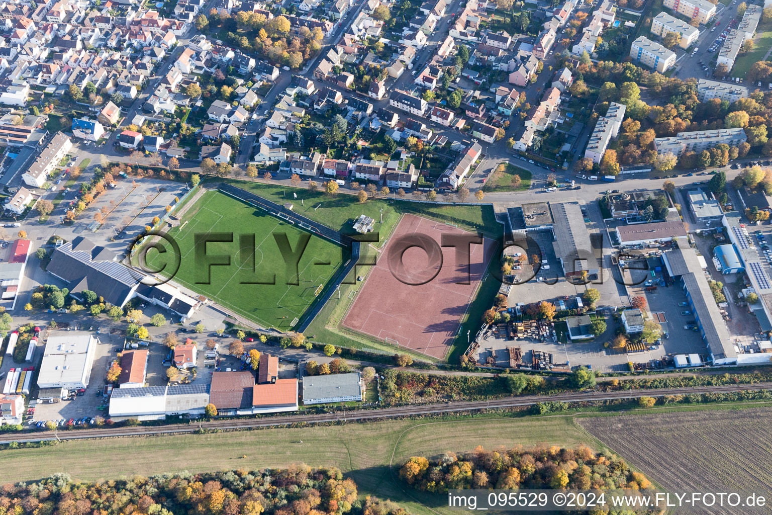 Drone image of District Oppau in Ludwigshafen am Rhein in the state Rhineland-Palatinate, Germany