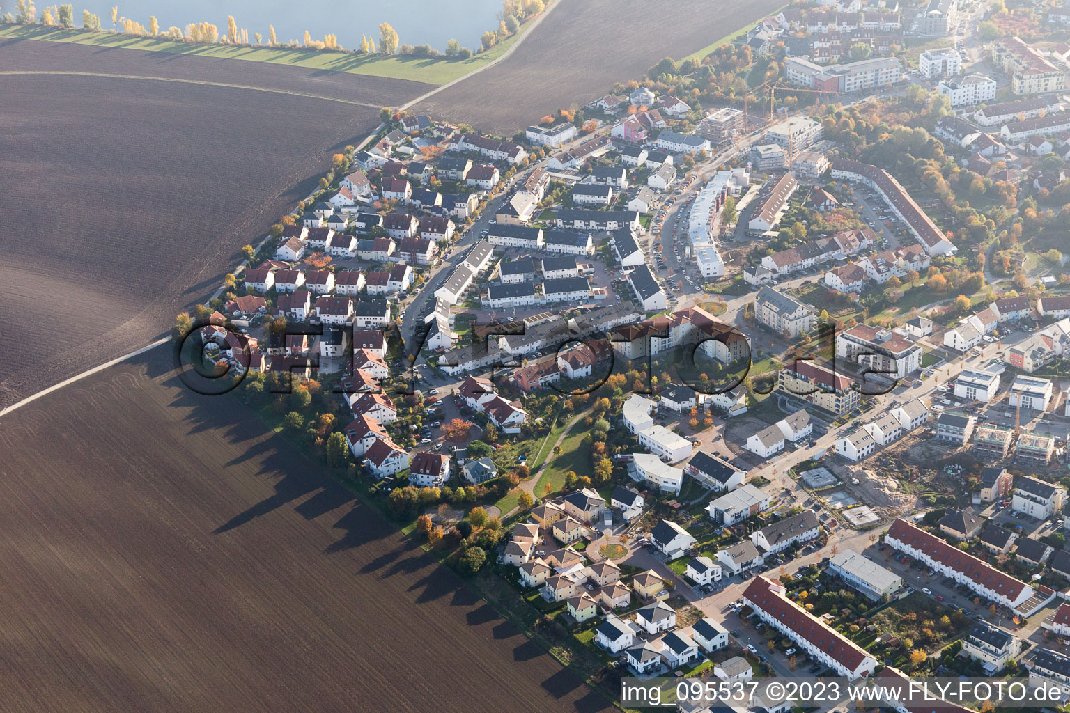 Drone image of District Oggersheim in Ludwigshafen am Rhein in the state Rhineland-Palatinate, Germany