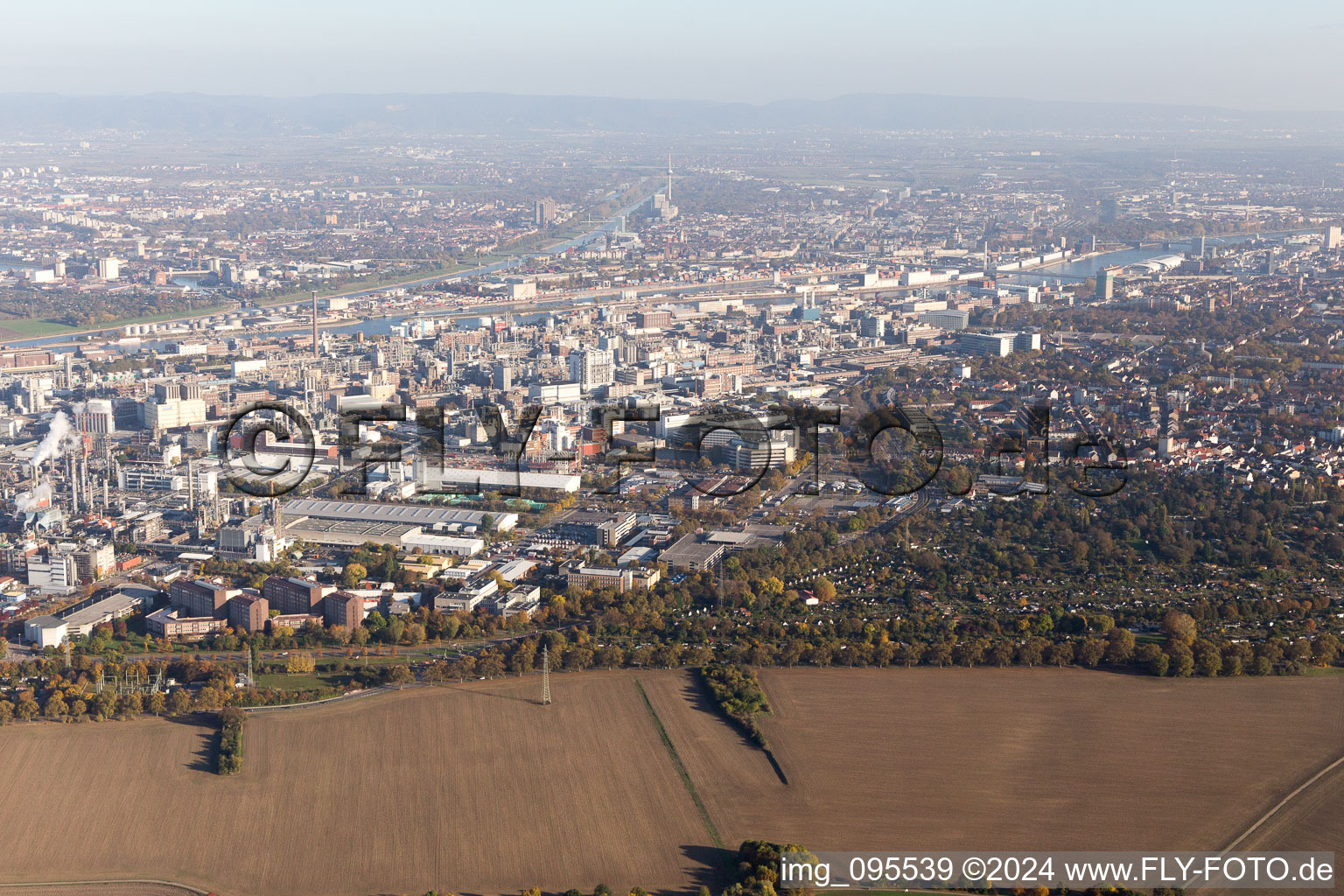 Drone image of District BASF in Ludwigshafen am Rhein in the state Rhineland-Palatinate, Germany