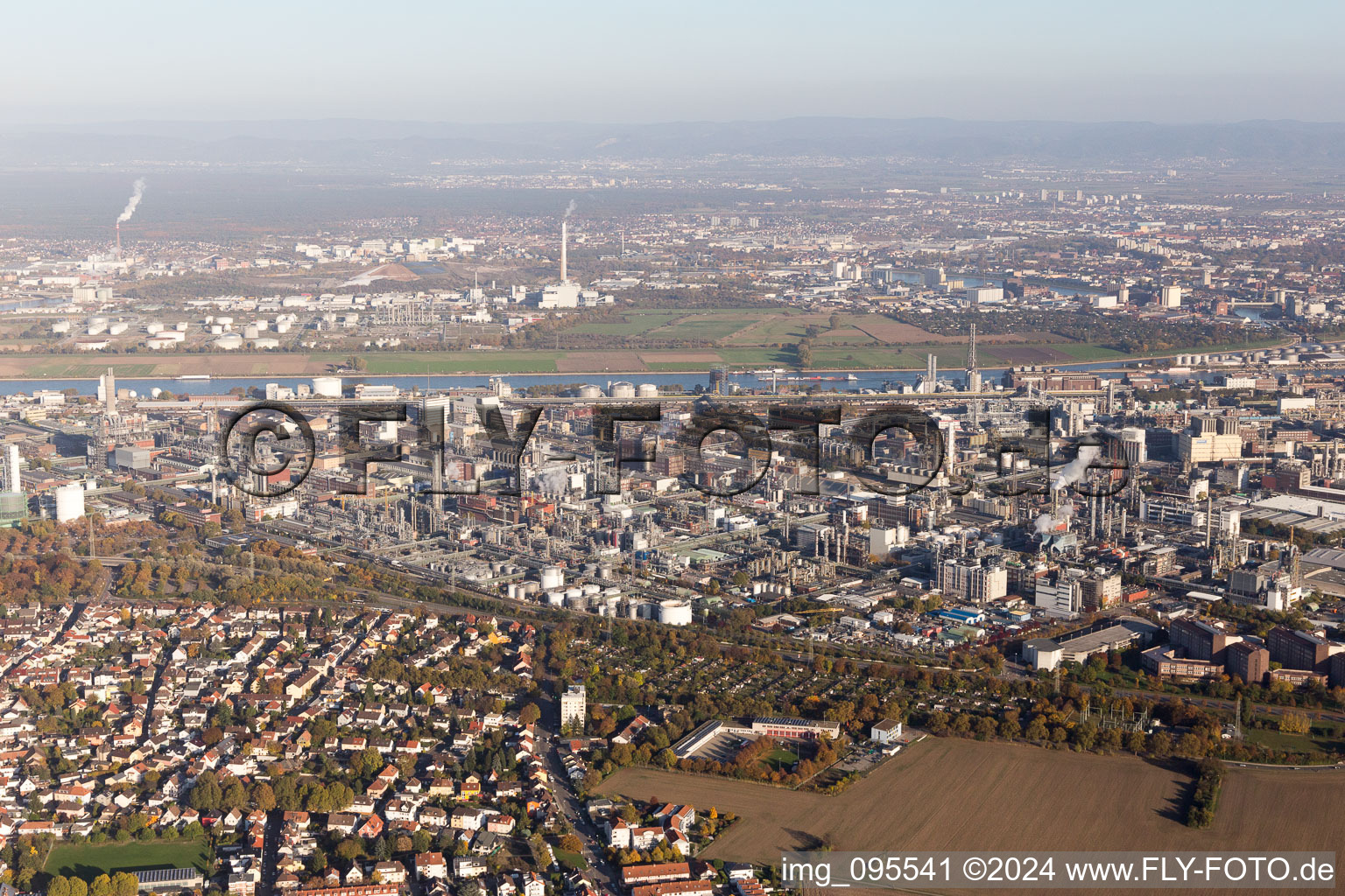 District BASF in Ludwigshafen am Rhein in the state Rhineland-Palatinate, Germany from a drone