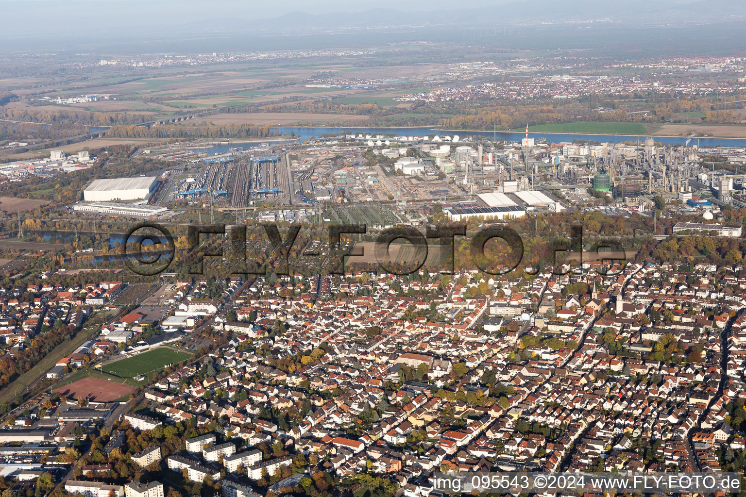 District BASF in Ludwigshafen am Rhein in the state Rhineland-Palatinate, Germany seen from a drone