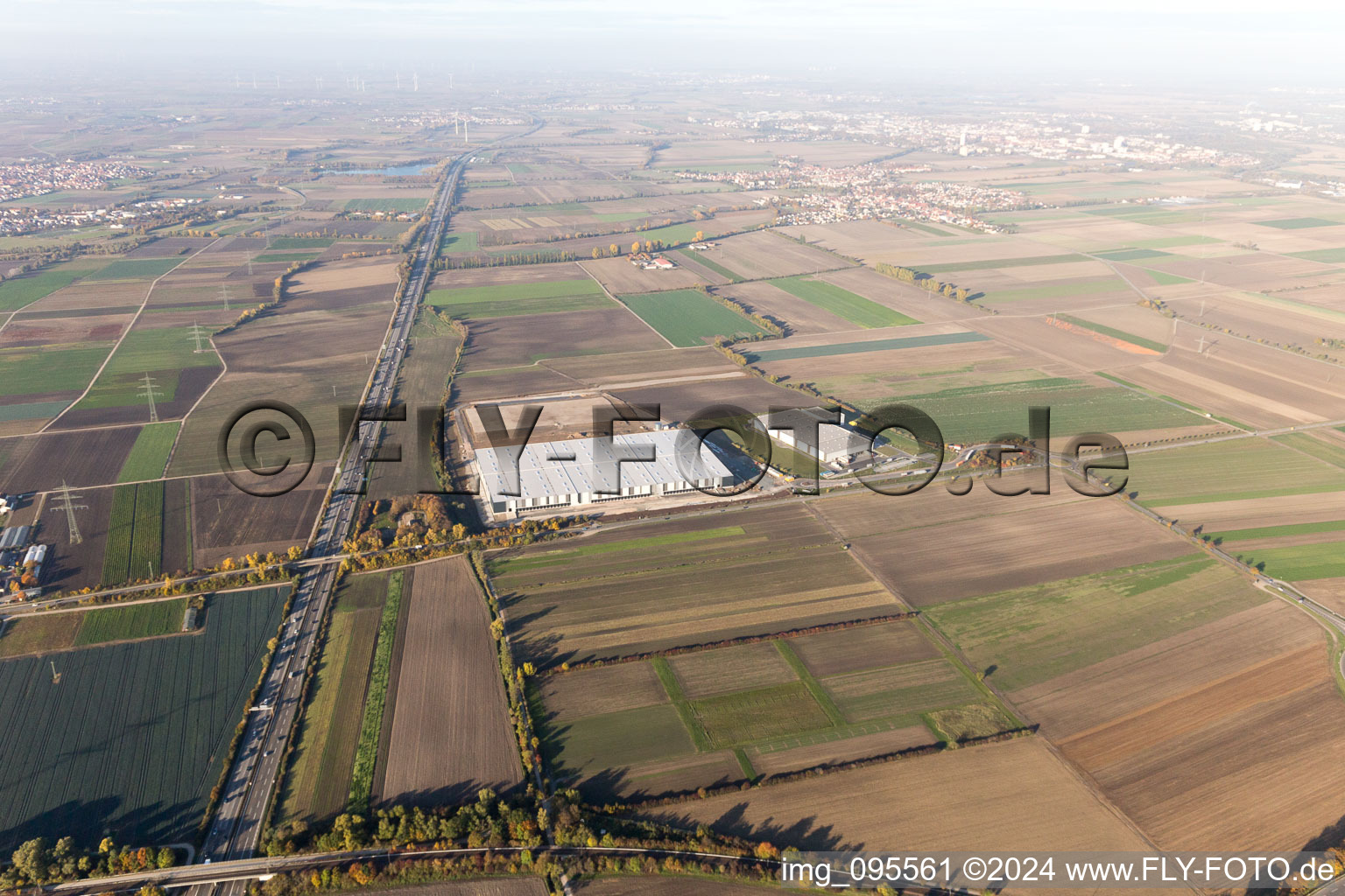 Aerial photograpy of Construction site to build a new building complex on the site of the logistics center of  Inc. in Frankenthal in the state Rhineland-Palatinate