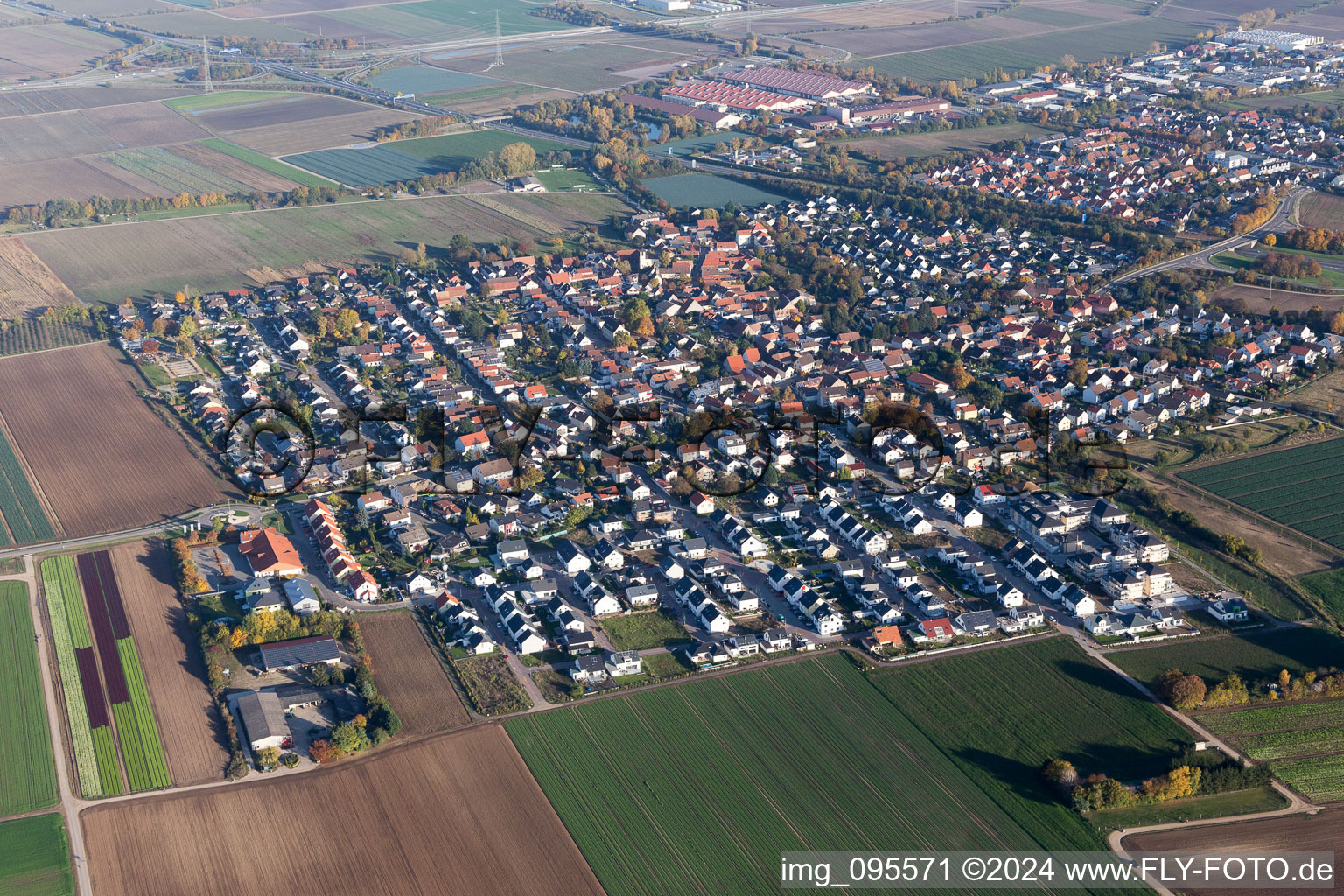 Town View of the streets and houses of the residential areas in the district Schauernheim in Dannstadt-Schauernheim in the state Rhineland-Palatinate