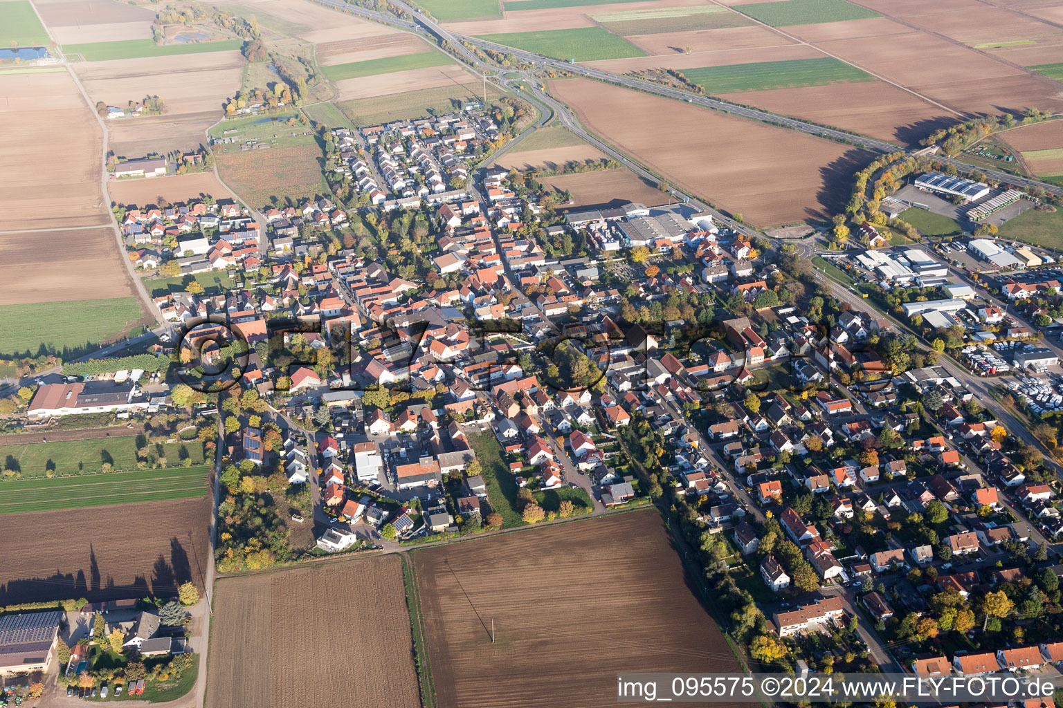 Aerial view of District Hochdorf in Hochdorf-Assenheim in the state Rhineland-Palatinate, Germany