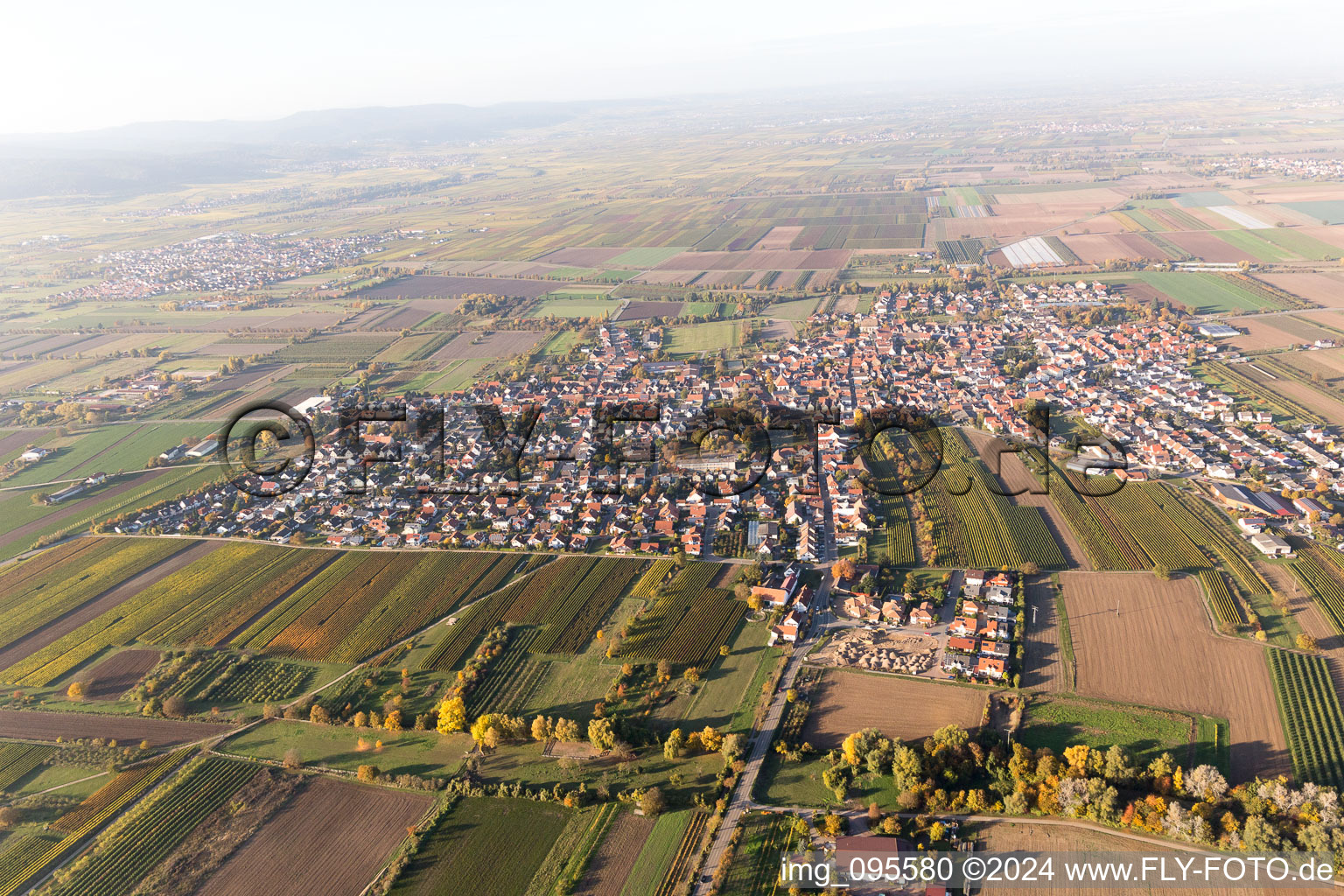 Aerial photograpy of Meckenheim in the state Rhineland-Palatinate, Germany