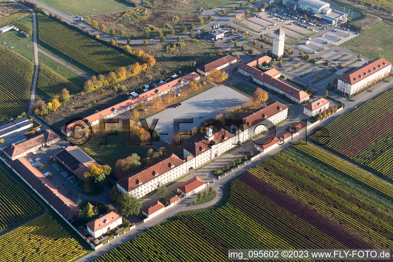 Aerial view of The Hornbach district in Neustadt an der Weinstraße in the state Rhineland-Palatinate, Germany