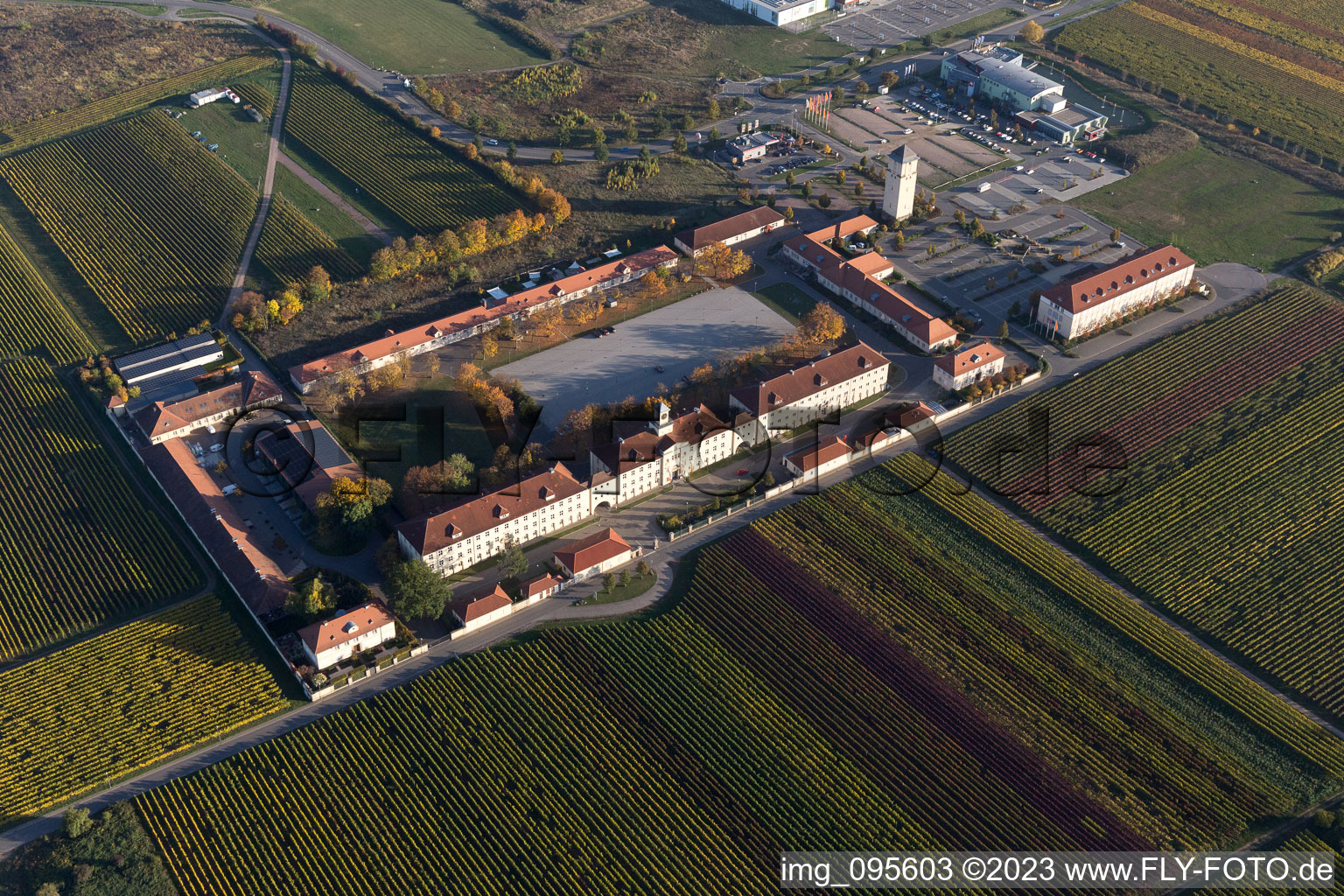 Aerial photograpy of The Hornbach district in Neustadt an der Weinstraße in the state Rhineland-Palatinate, Germany