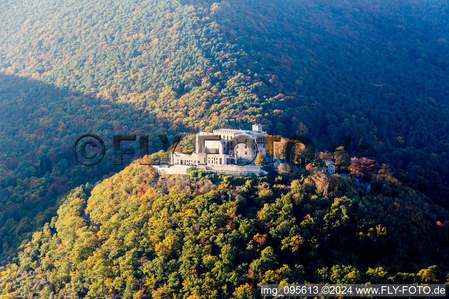 Aerial photograpy of Castle of Schloss Hambacher Schloss in the district Hambach in Neustadt an der Weinstrasse in the state Rhineland-Palatinate