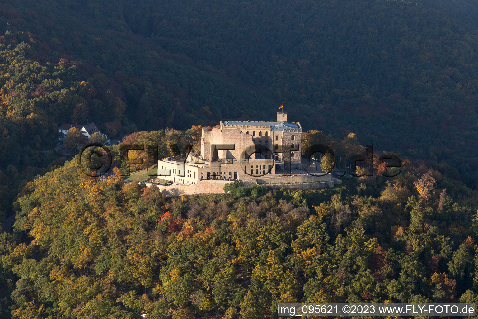 Aerial photograpy of Hambach Castle in the district Diedesfeld in Neustadt an der Weinstraße in the state Rhineland-Palatinate, Germany