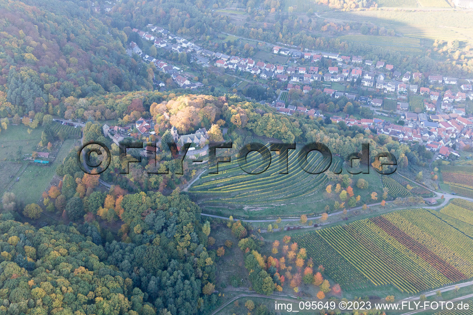 Sankt Martin in the state Rhineland-Palatinate, Germany seen from a drone