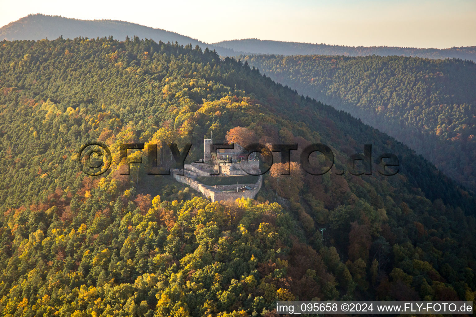 Rietburg in Rhodt unter Rietburg in the state Rhineland-Palatinate, Germany out of the air