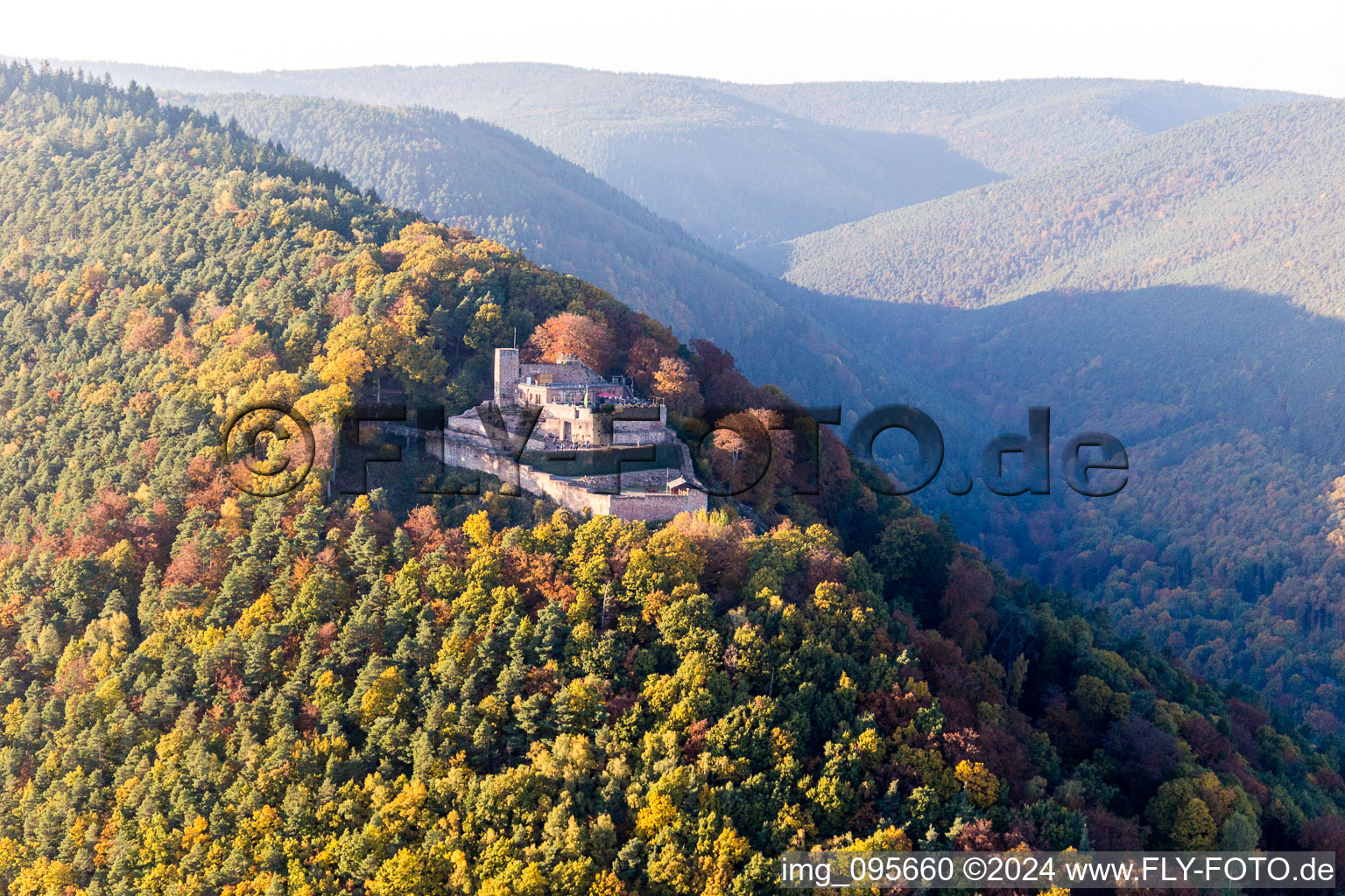 Ruins and vestiges of the former castle and fortress Burgruine Rietburg in Rhodt unter Rietburg in the state Rhineland-Palatinate, Germany