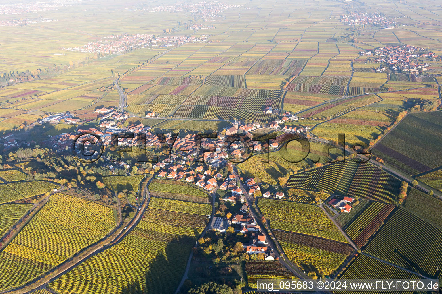 Gleisweiler in the state Rhineland-Palatinate, Germany from the plane