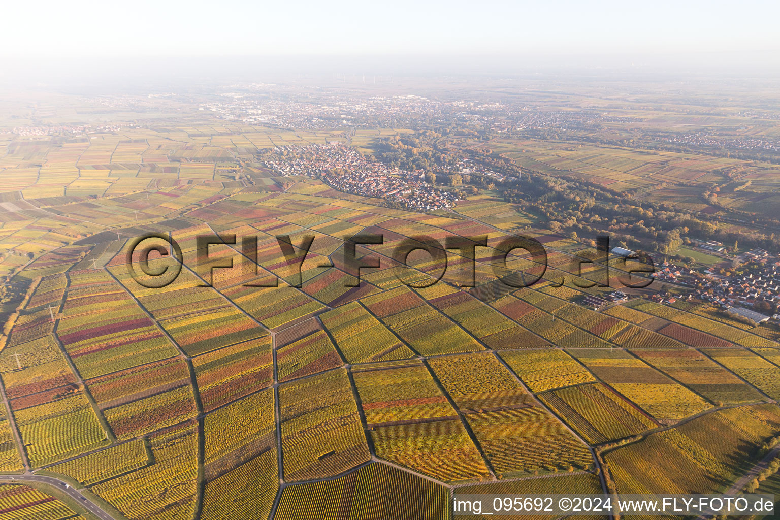 District Godramstein in Landau in der Pfalz in the state Rhineland-Palatinate, Germany from the plane