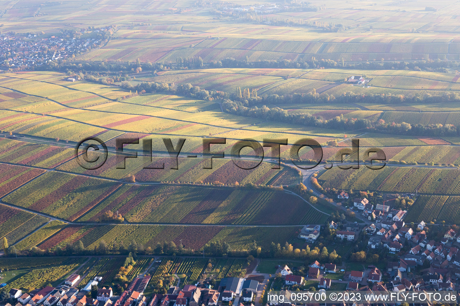Aerial photograpy of Birkweiler in the state Rhineland-Palatinate, Germany