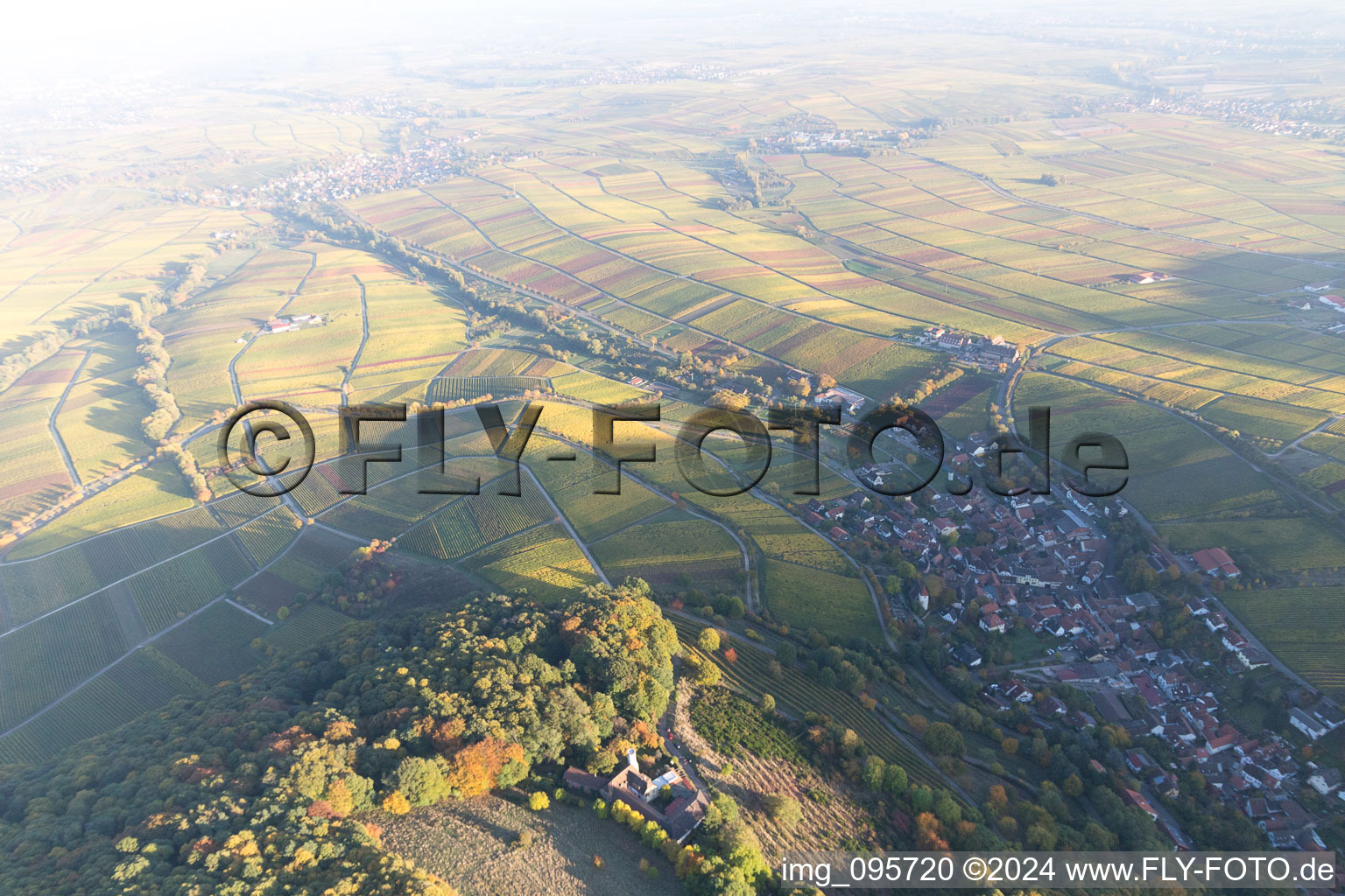 Drone recording of Leinsweiler in the state Rhineland-Palatinate, Germany