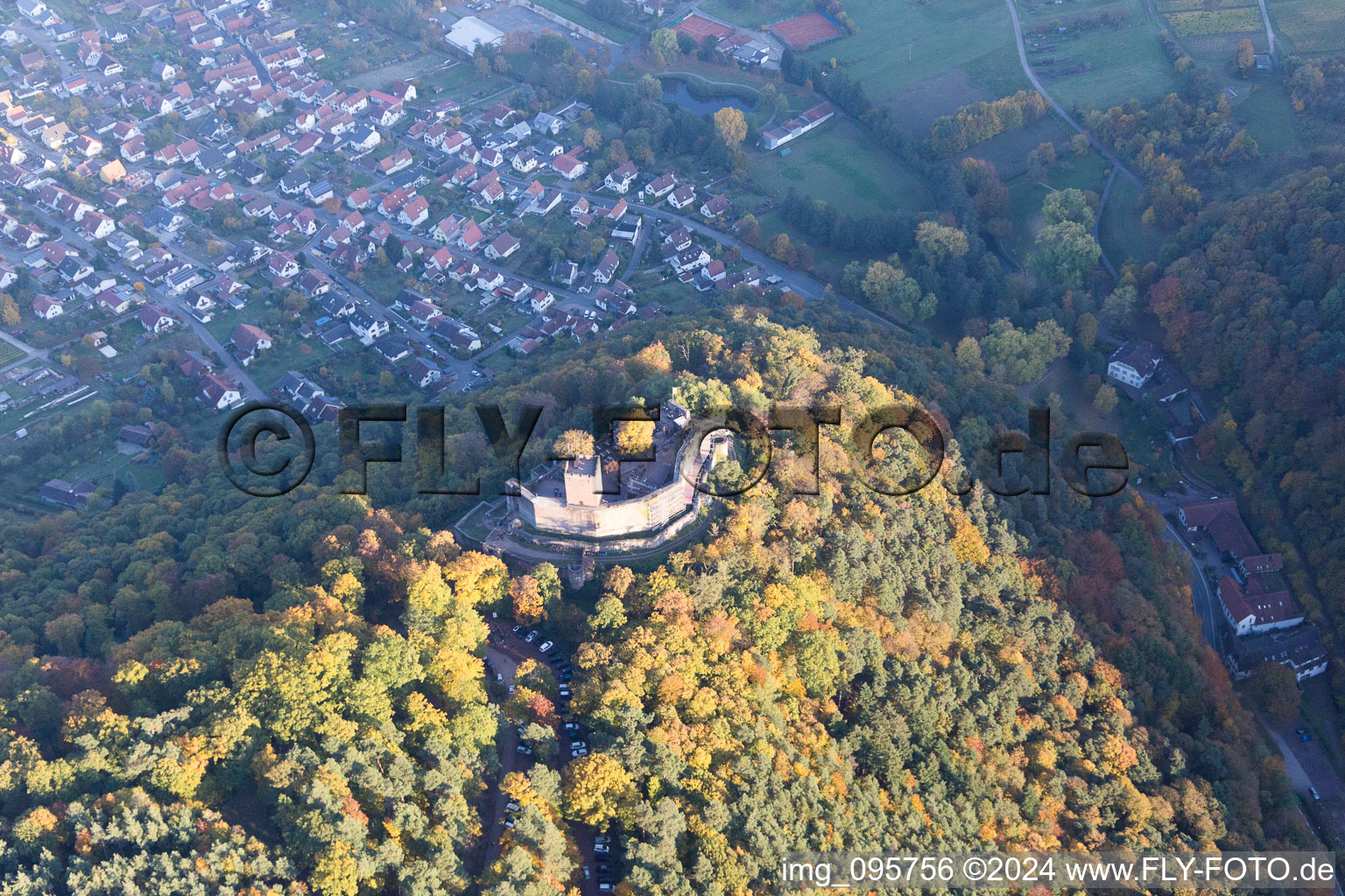 Oblique view of Klingenmünster in the state Rhineland-Palatinate, Germany