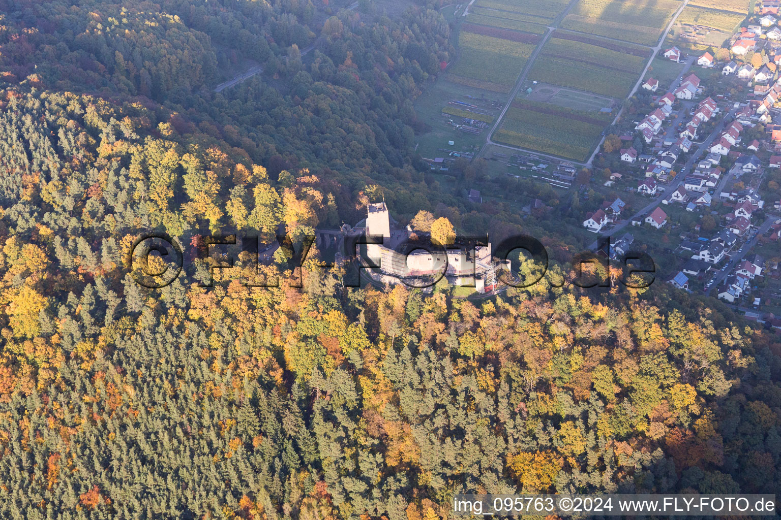 Bird's eye view of Klingenmünster in the state Rhineland-Palatinate, Germany