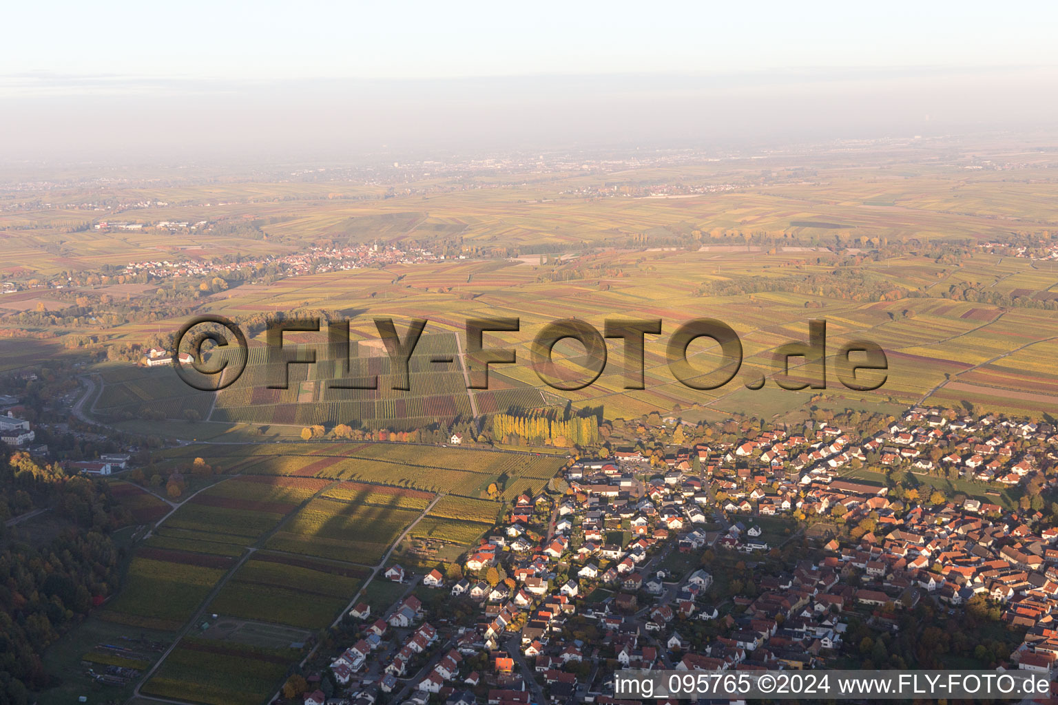 Drone recording of Klingenmünster in the state Rhineland-Palatinate, Germany