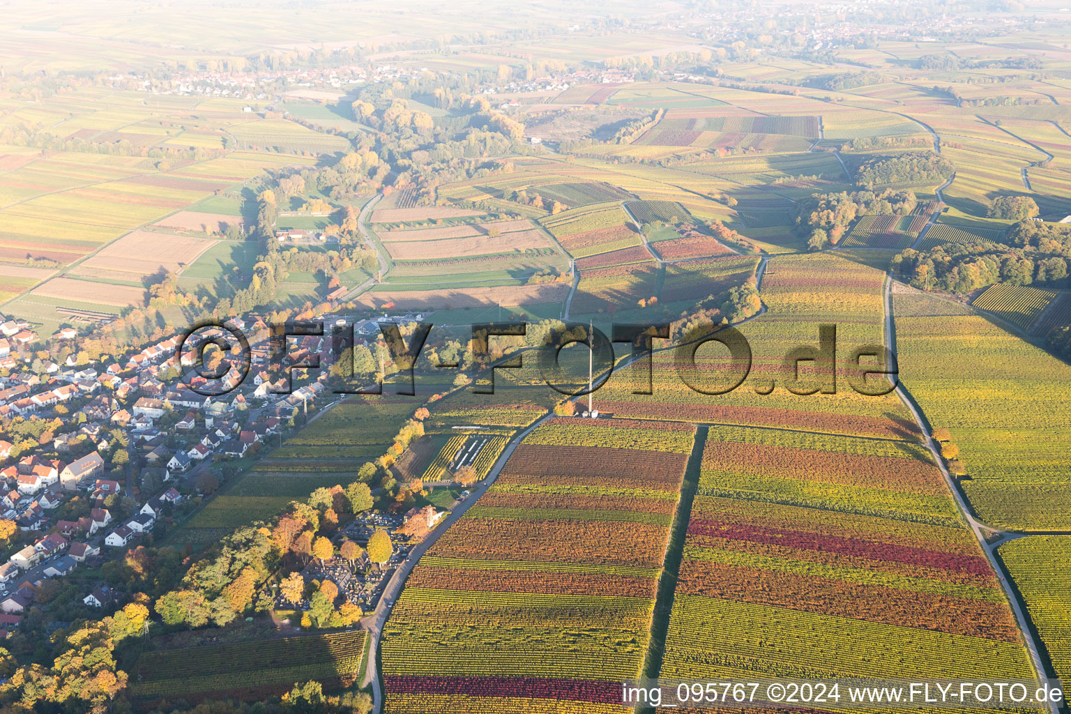 Klingenmünster in the state Rhineland-Palatinate, Germany from the drone perspective