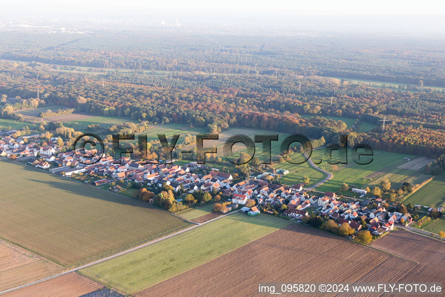 Saarstr in Kandel in the state Rhineland-Palatinate, Germany from the plane