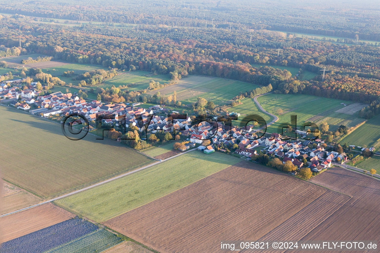 Bird's eye view of Saarstr in Kandel in the state Rhineland-Palatinate, Germany