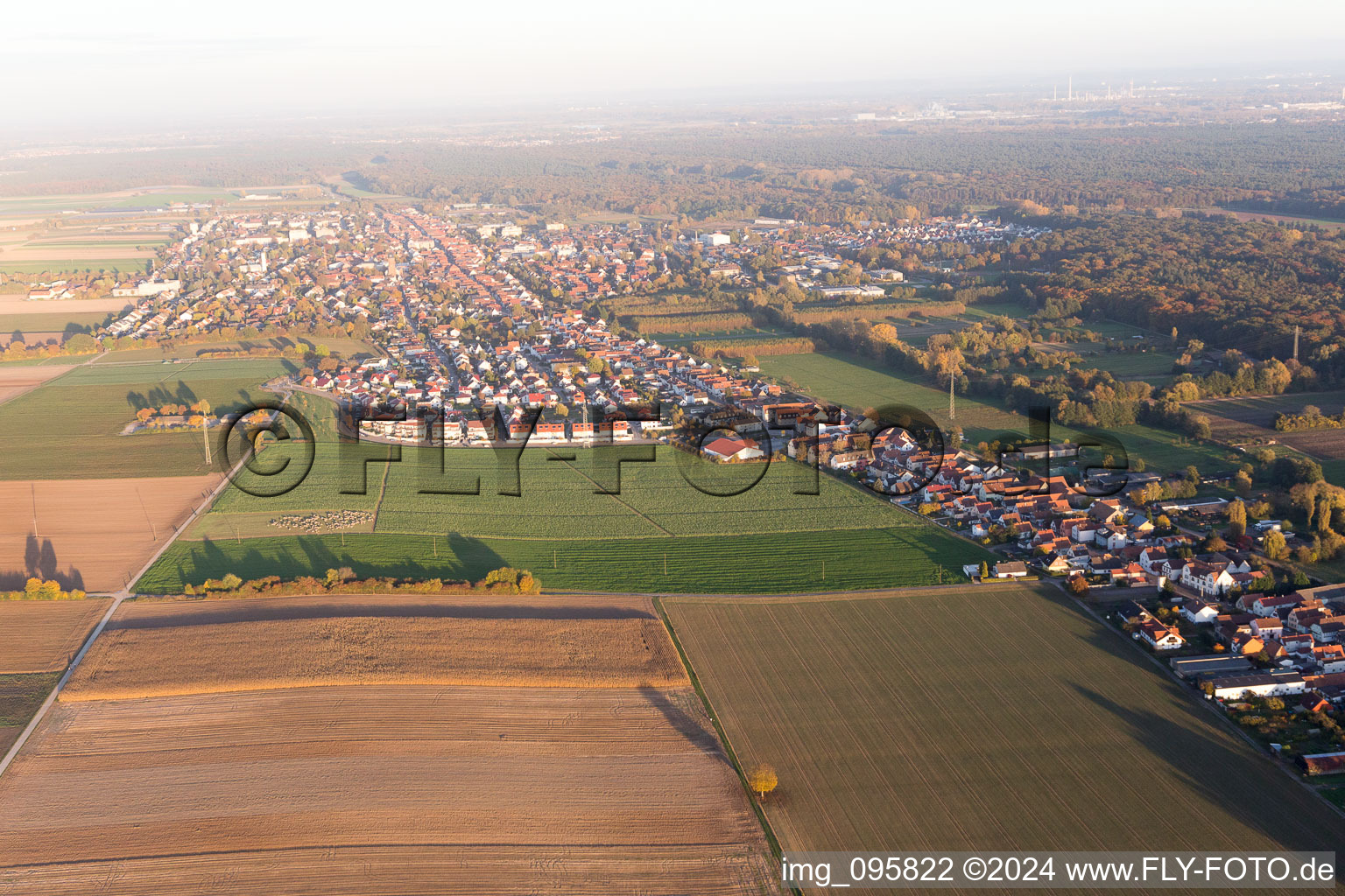 Saarstr in Kandel in the state Rhineland-Palatinate, Germany viewn from the air