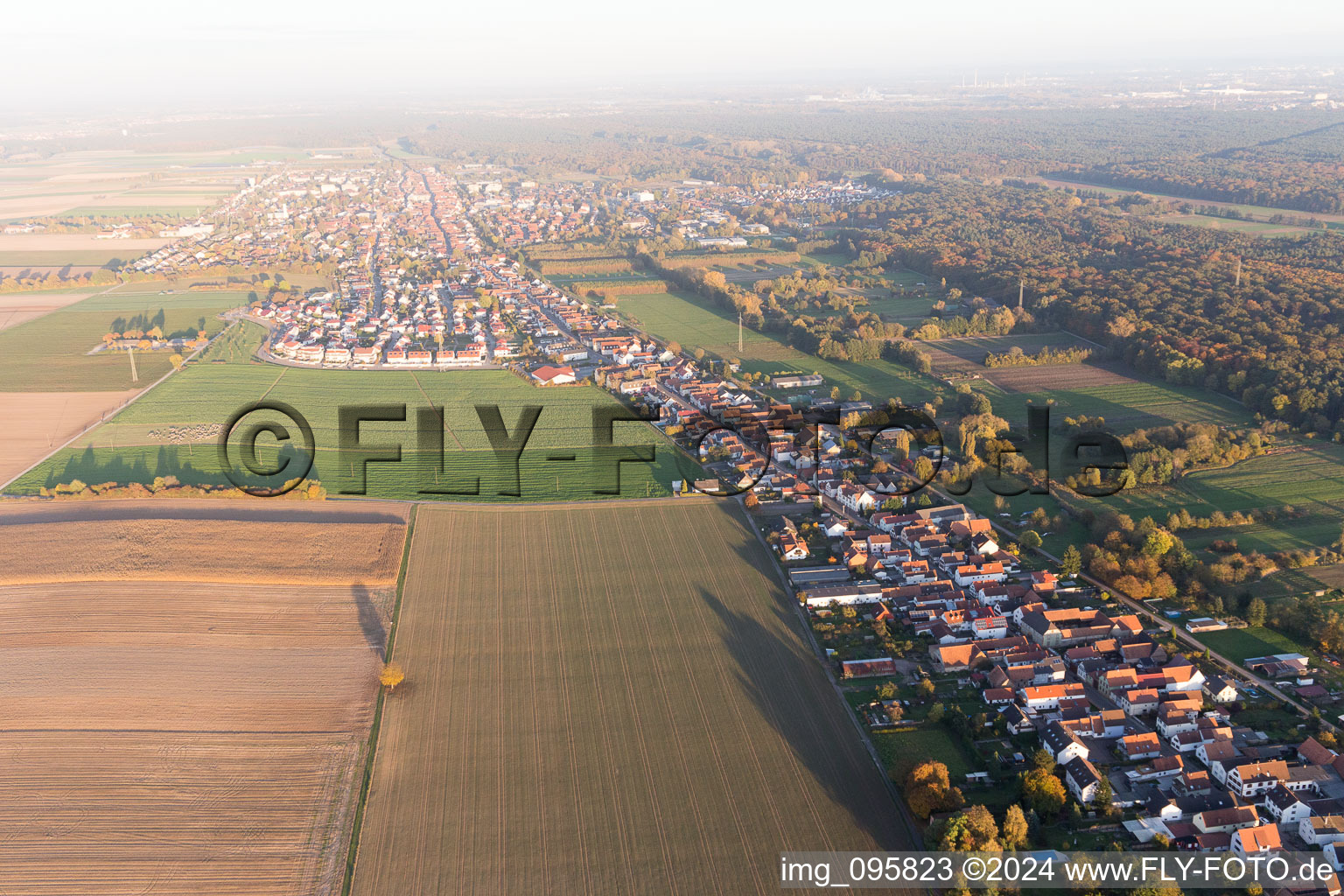 Drone recording of Saarstr in Kandel in the state Rhineland-Palatinate, Germany