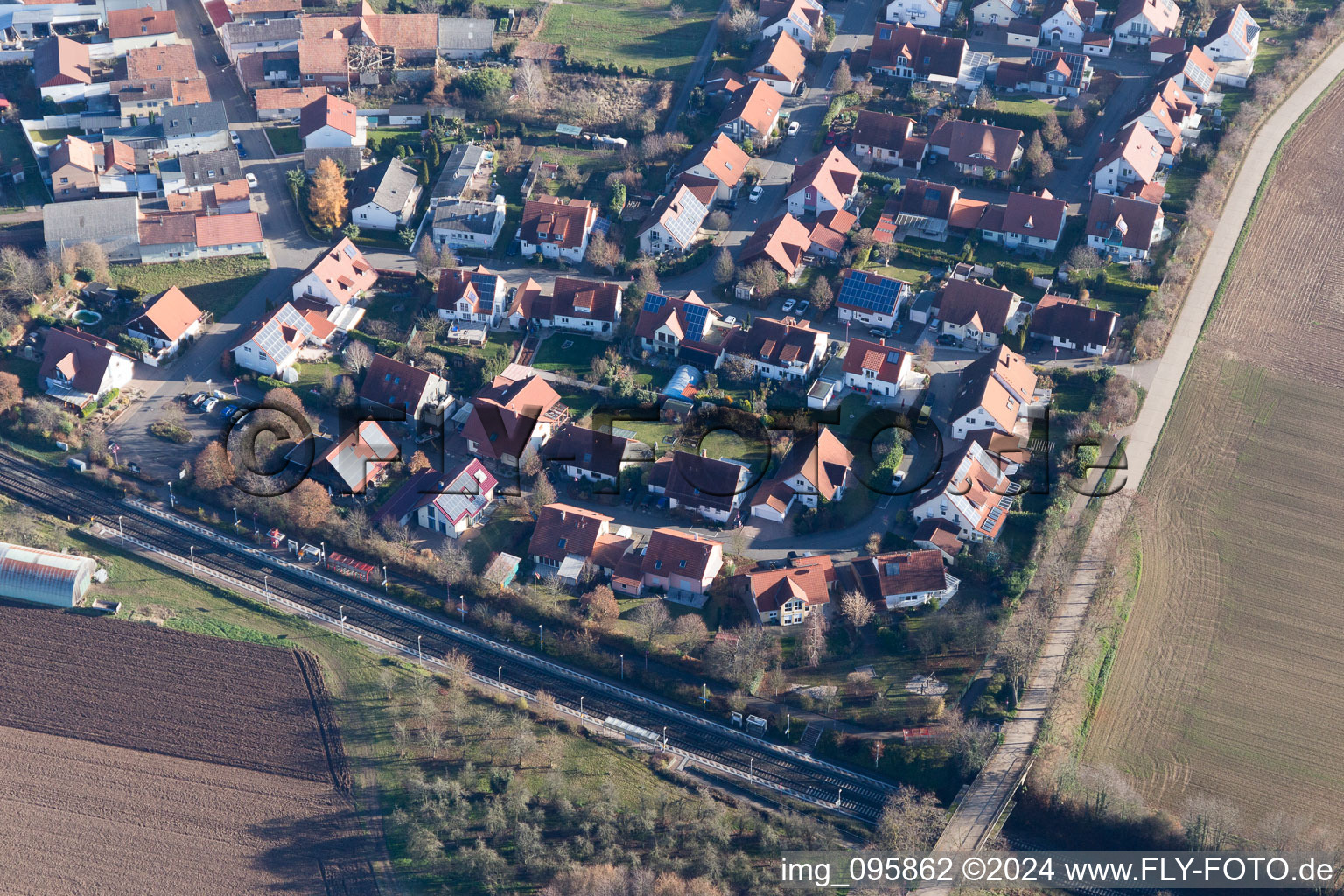 Steinweiler in the state Rhineland-Palatinate, Germany from a drone