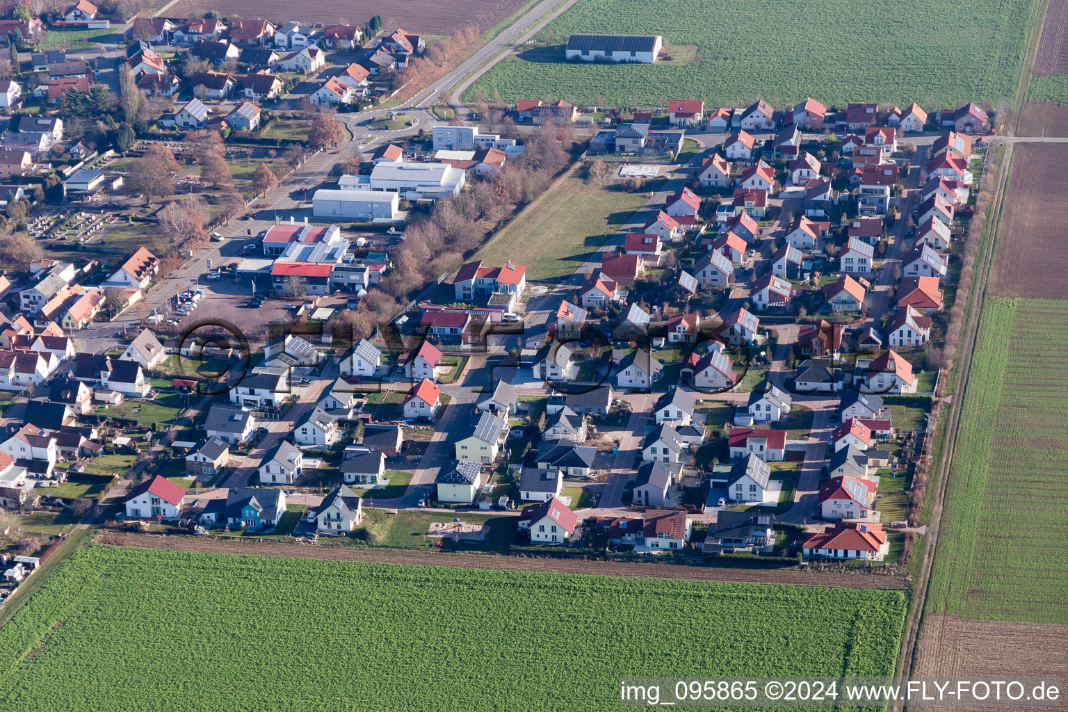 Aerial photograpy of Steinweiler in the state Rhineland-Palatinate, Germany