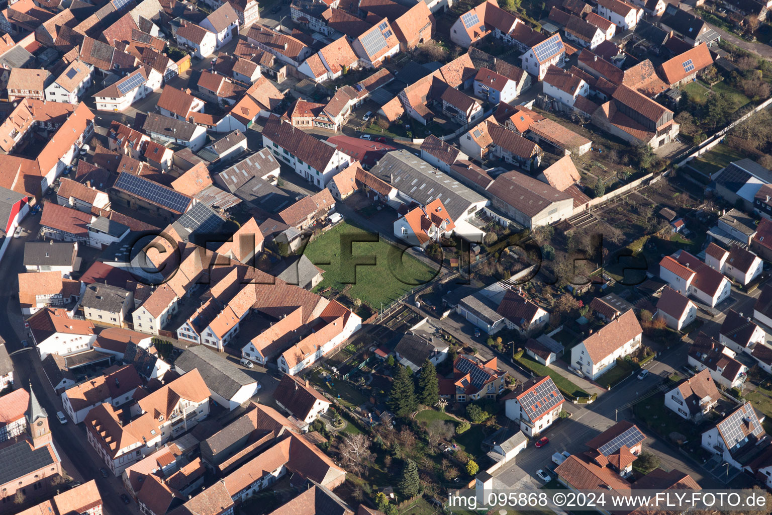 Steinweiler in the state Rhineland-Palatinate, Germany from above