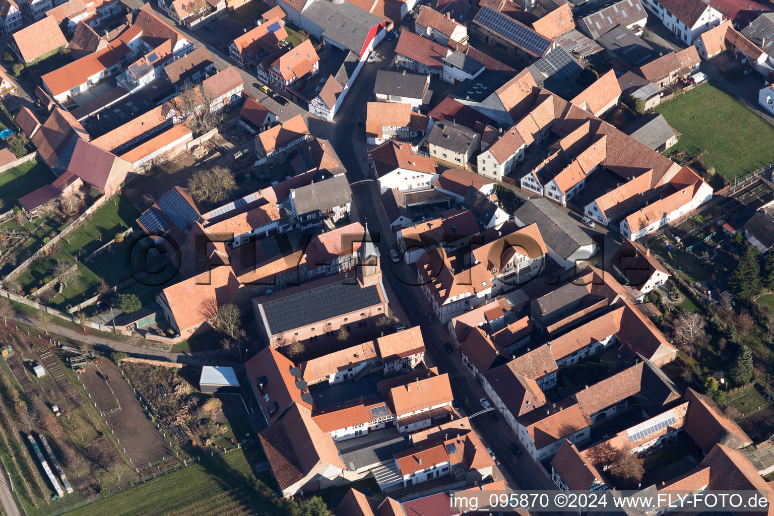 Steinweiler in the state Rhineland-Palatinate, Germany seen from above