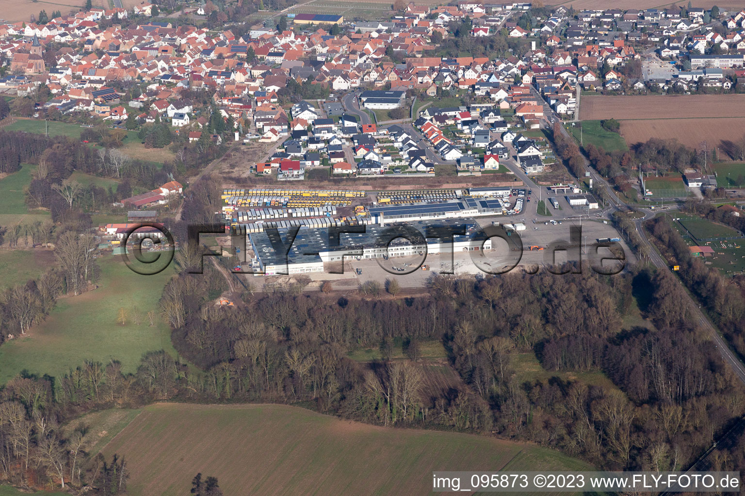 Aerial view of Industrial area O in Rohrbach in the state Rhineland-Palatinate, Germany