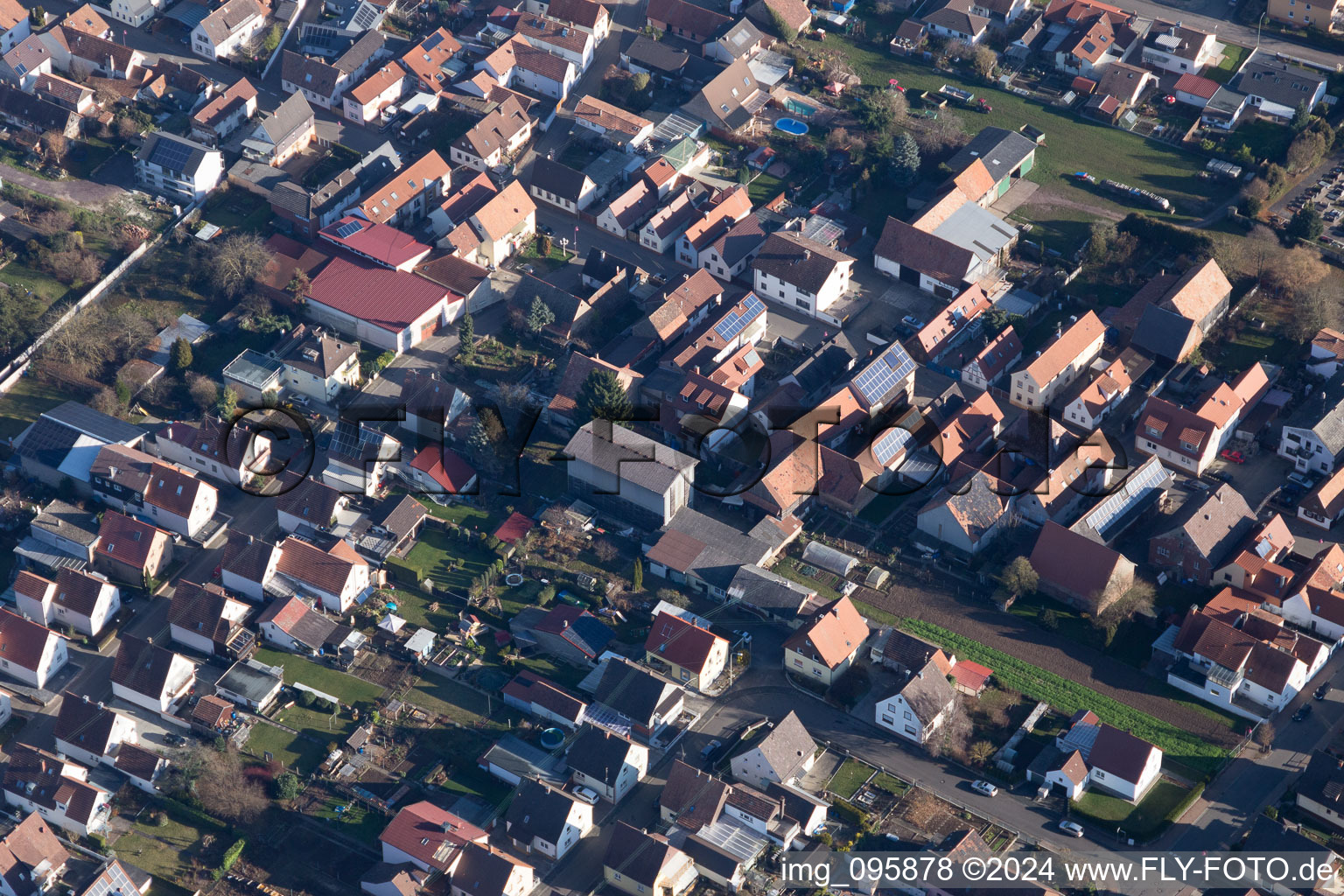 Steinweiler in the state Rhineland-Palatinate, Germany viewn from the air