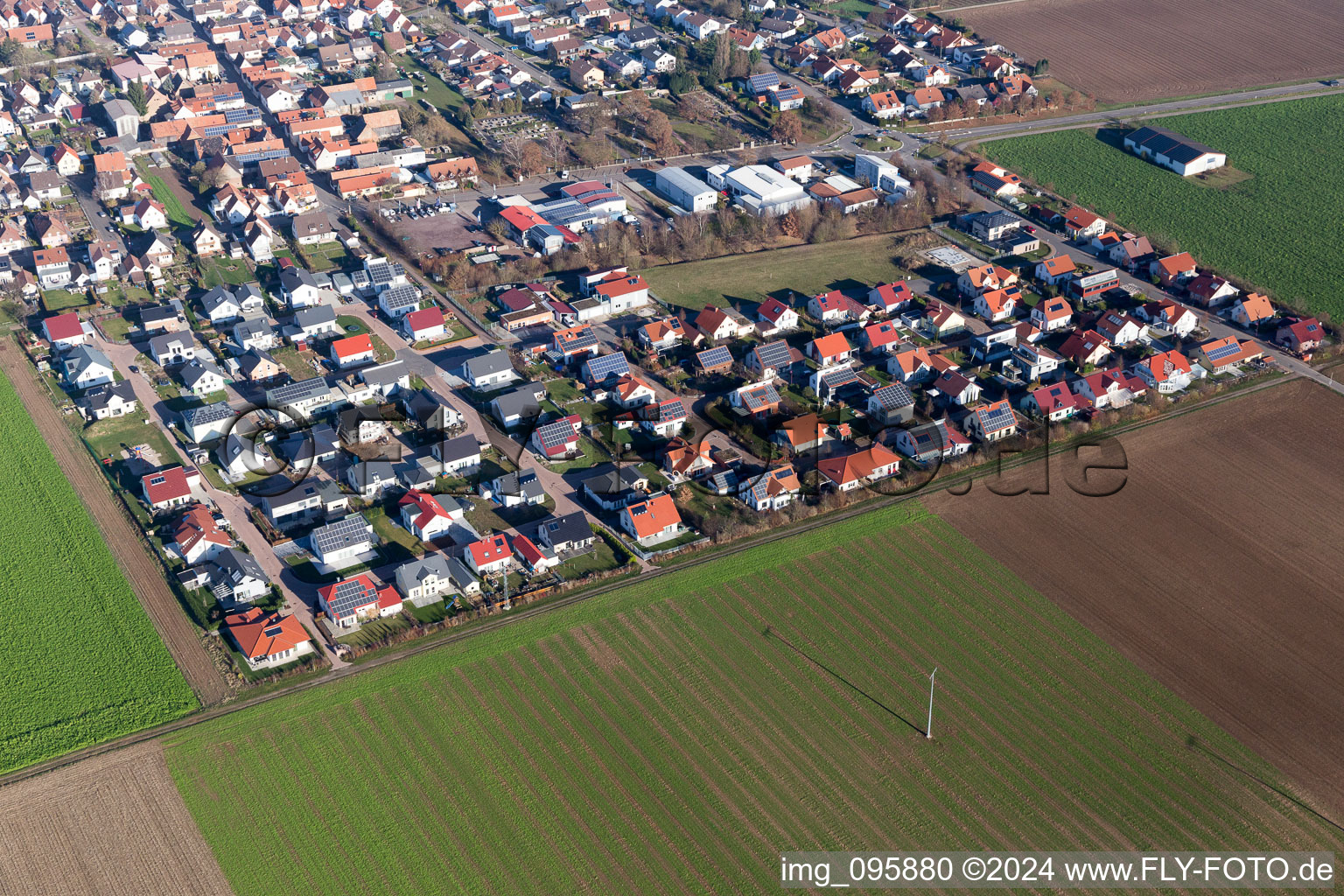 Drone image of Steinweiler in the state Rhineland-Palatinate, Germany