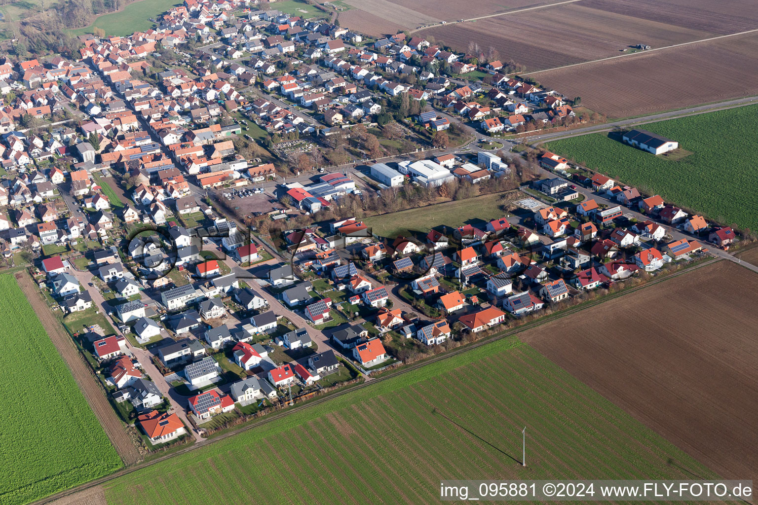 Steinweiler in the state Rhineland-Palatinate, Germany from the drone perspective