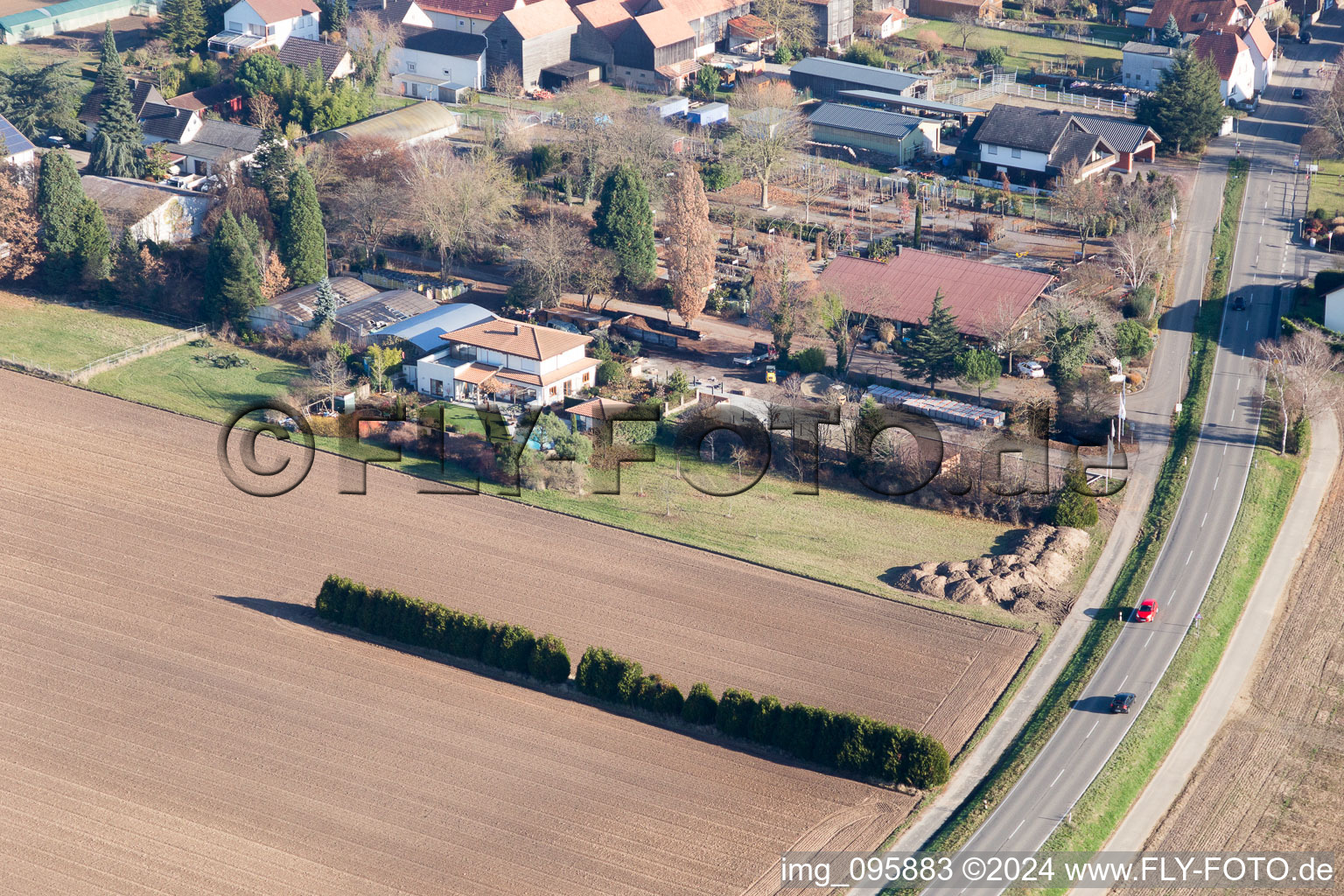 Erlenbach bei Kandel in the state Rhineland-Palatinate, Germany seen from above