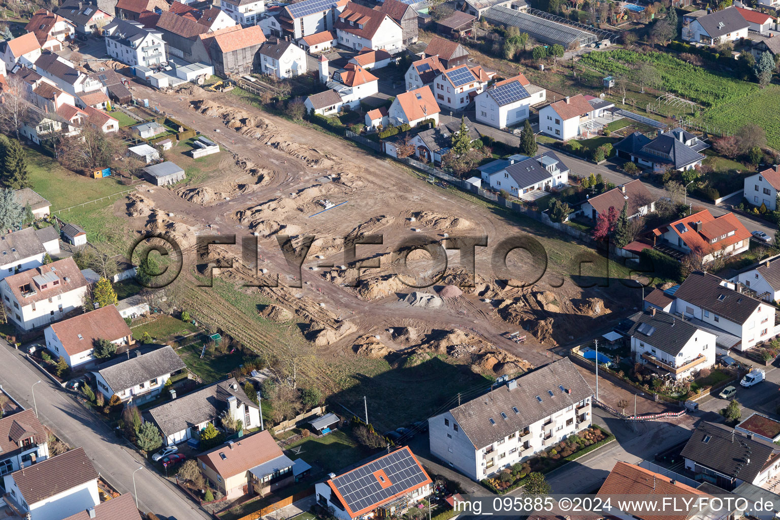 Construction site to build a new multi-family residential complex in the district Hayna in Herxheim bei Landau (Pfalz) in the state Rhineland-Palatinate